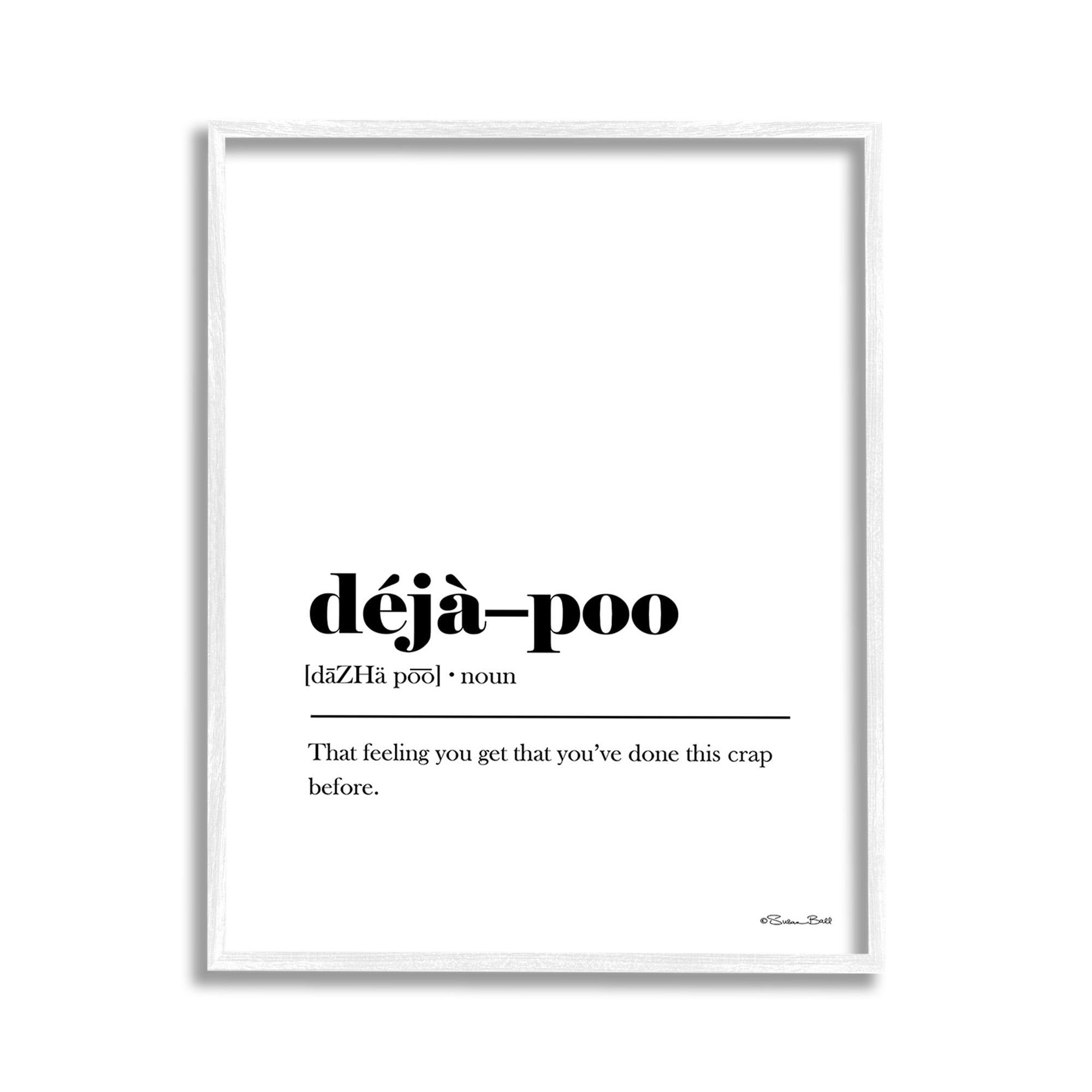 Stupell Industries Deja-Poo Definition Typography Painting White Framed Art Print Wall Art, 11 x 14
