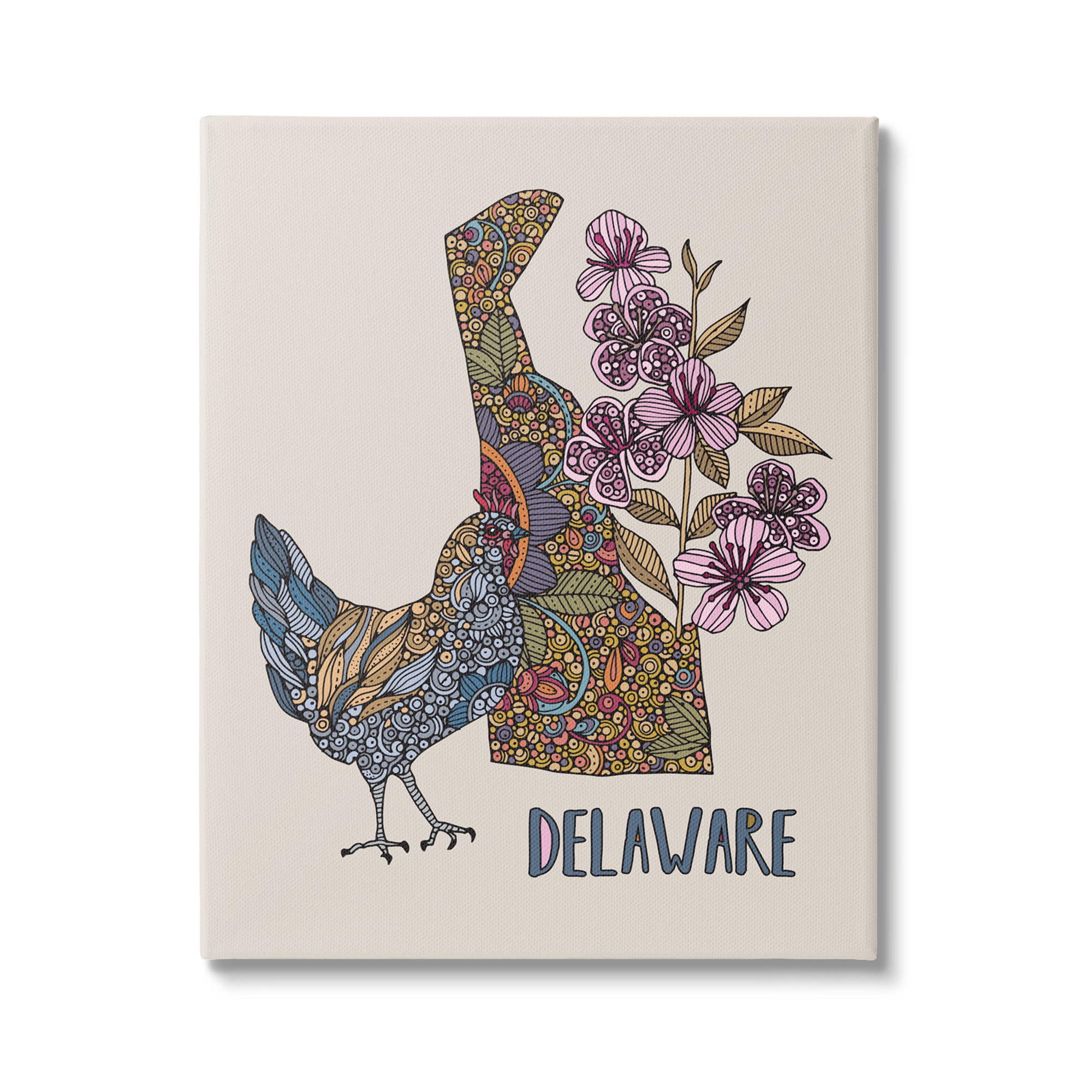Stupell Industries Delaware Blue Hen State Flower Intricate Blossoms Graphic Art Gallery Wrapped Canvas Print Wall Art, Design by Valentina Harper