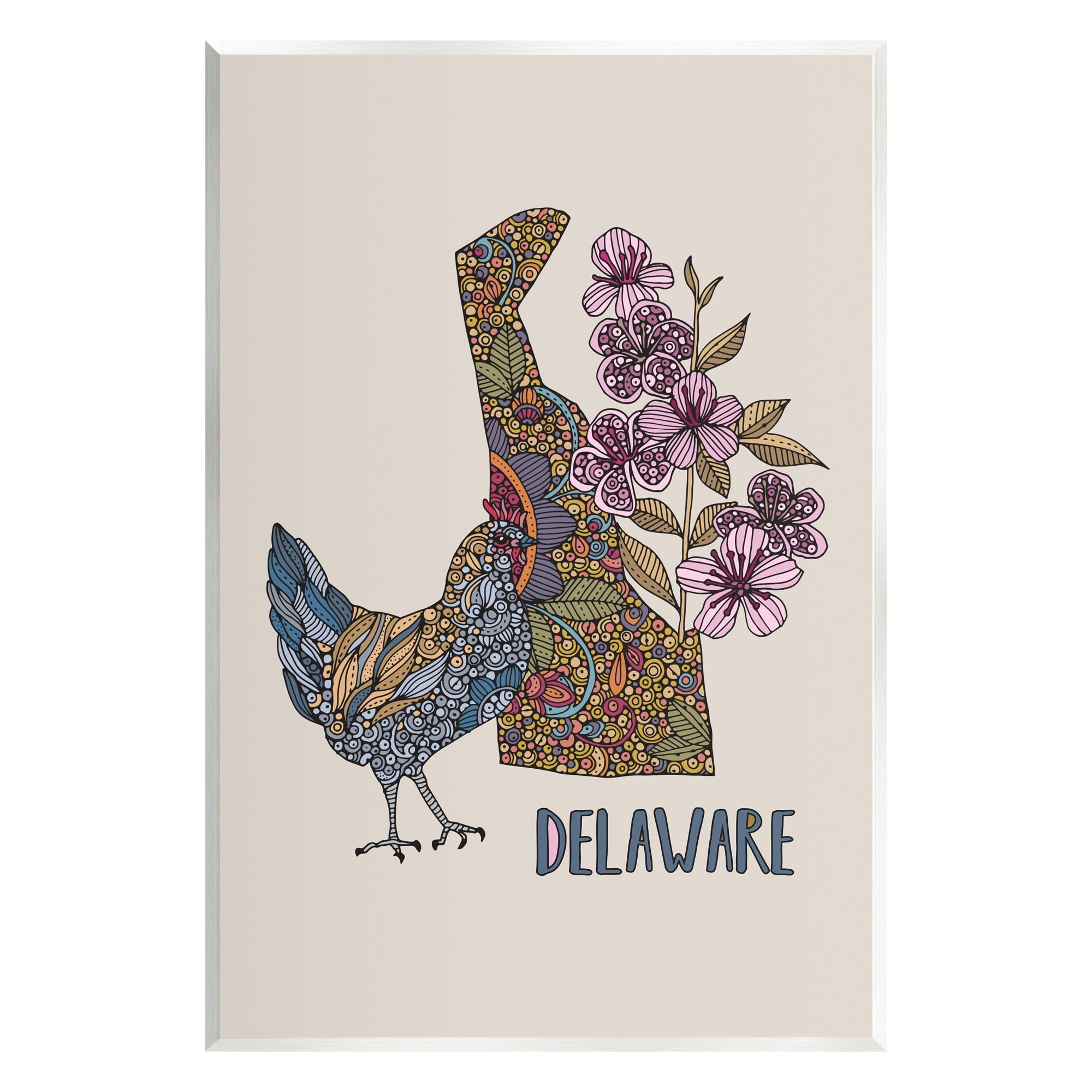 Stupell Industries Delaware Blue Hen State Flower Intricate Blossoms Graphic Art Unframed Art Print Wall Art, Design by Valentina Harper