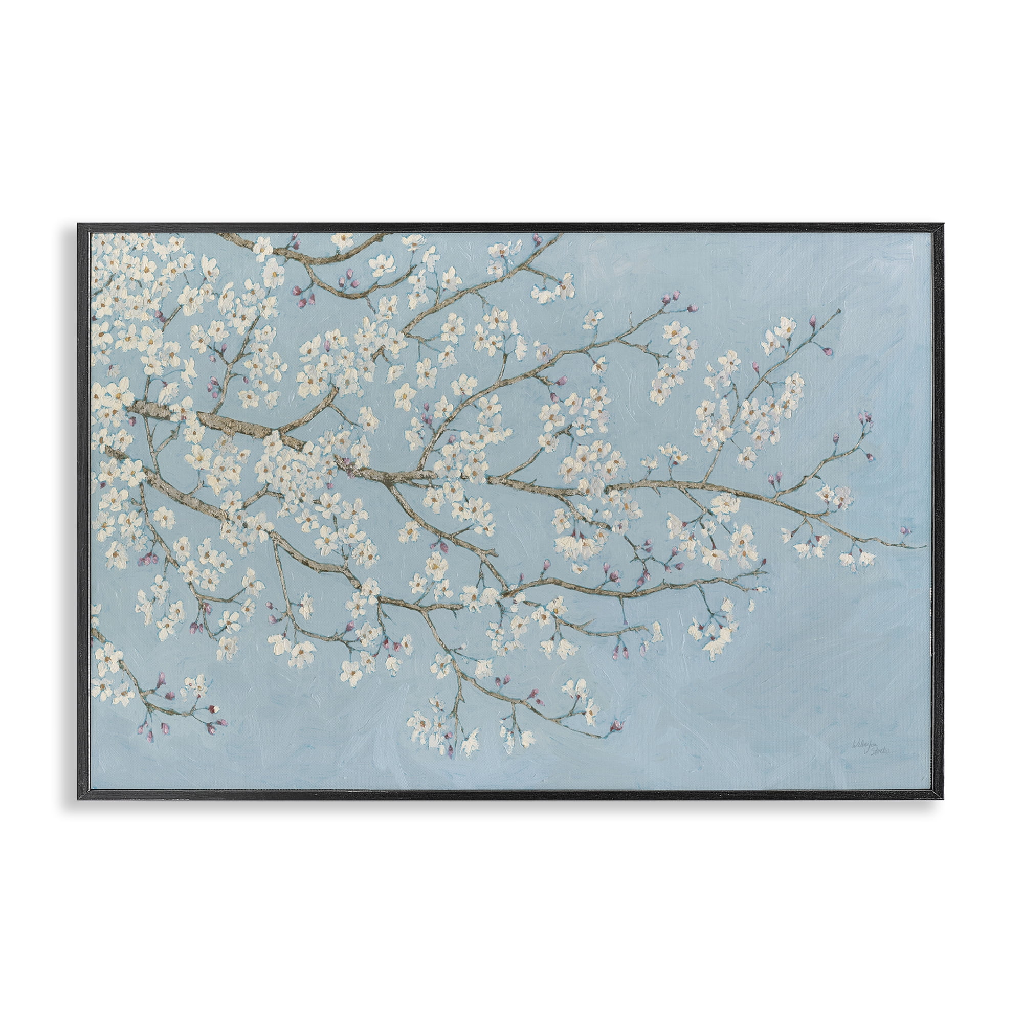 Stupell Industries Delicate Apple Blossoms Plants & Flowers Painting Black Framed Art Print Wall Art, 24 x 16