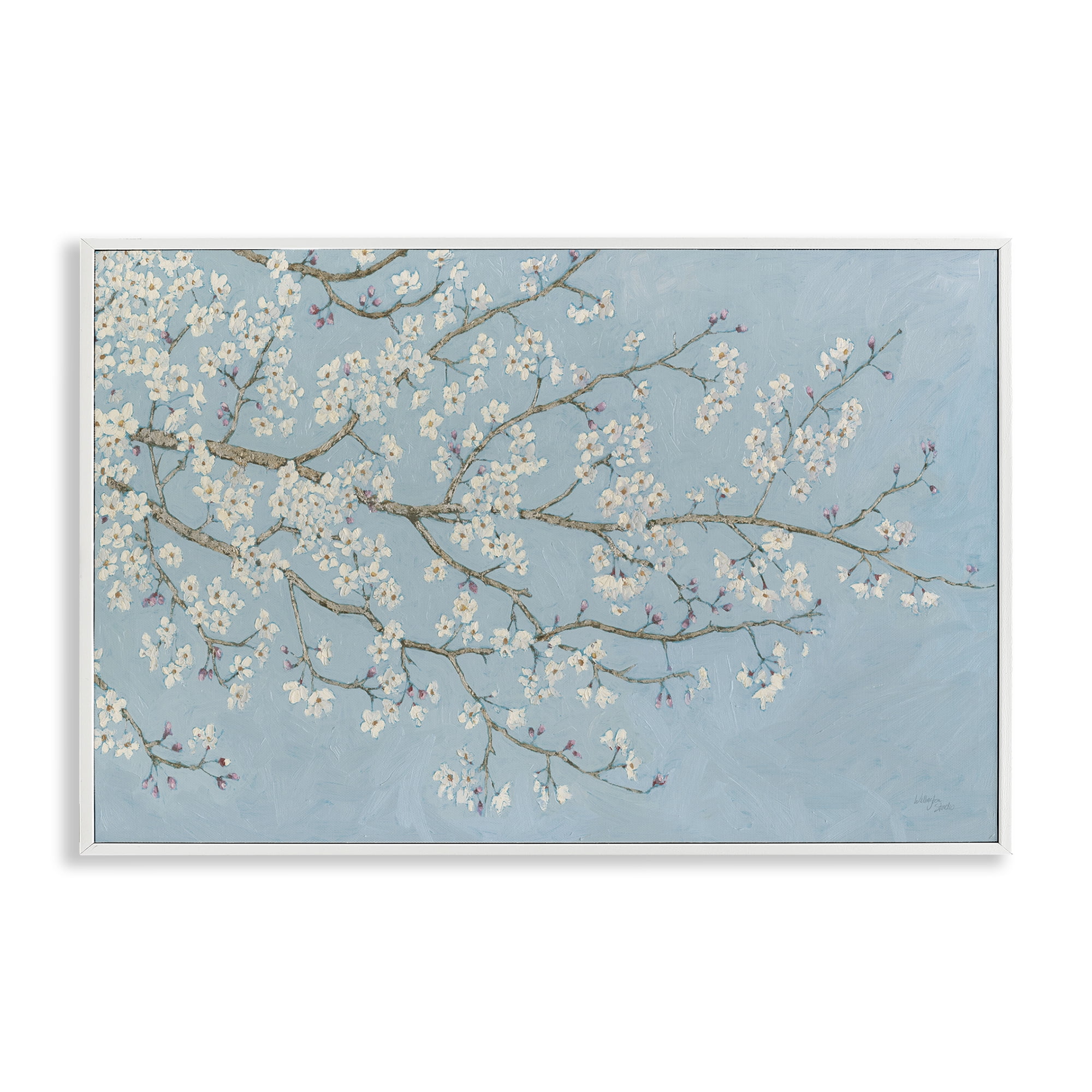 Stupell Industries Delicate Apple Blossoms Plants & Flowers Painting White Framed Art Print Wall Art, 18 x 12