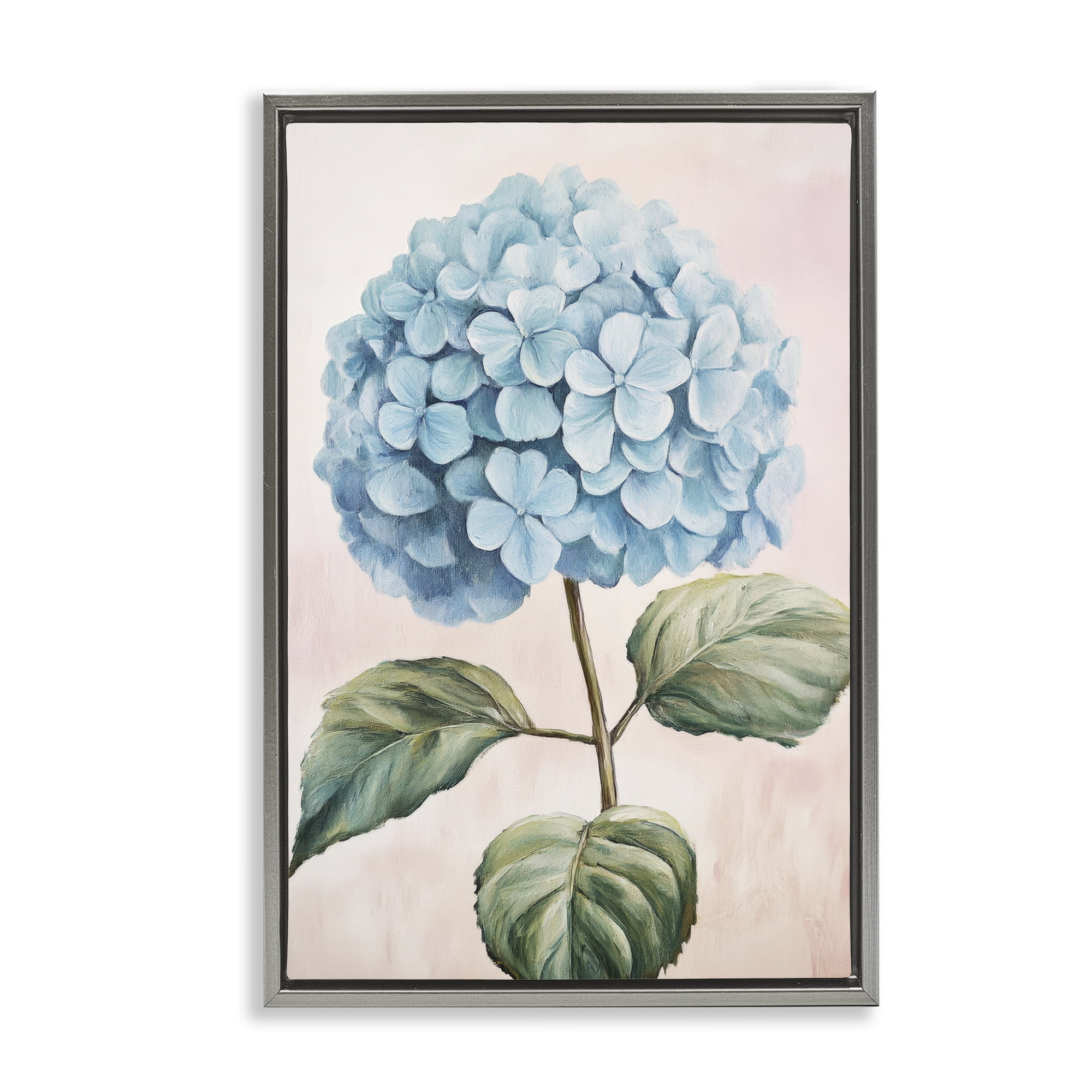 Stupell Industries Delicate Baby Blue Hydrangea Gray Framed Floater Canvas Wall Art, design by Petal Prints Design