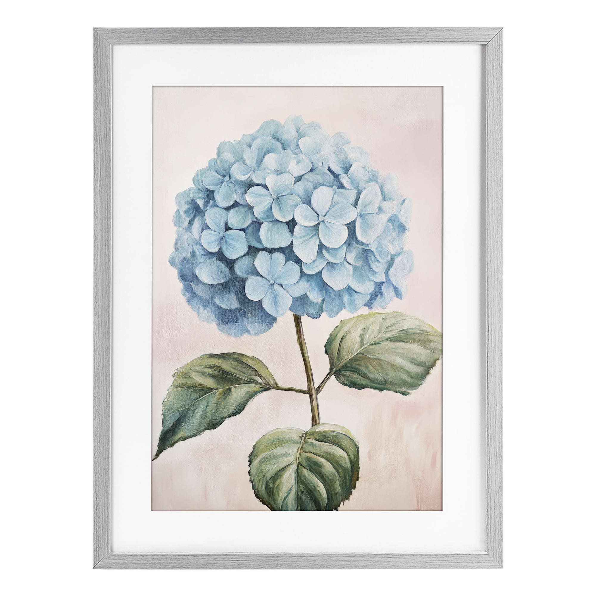 Stupell Industries Delicate Baby Blue Hydrangea Gray Framed Print Under Glass, design by Petal Prints Design