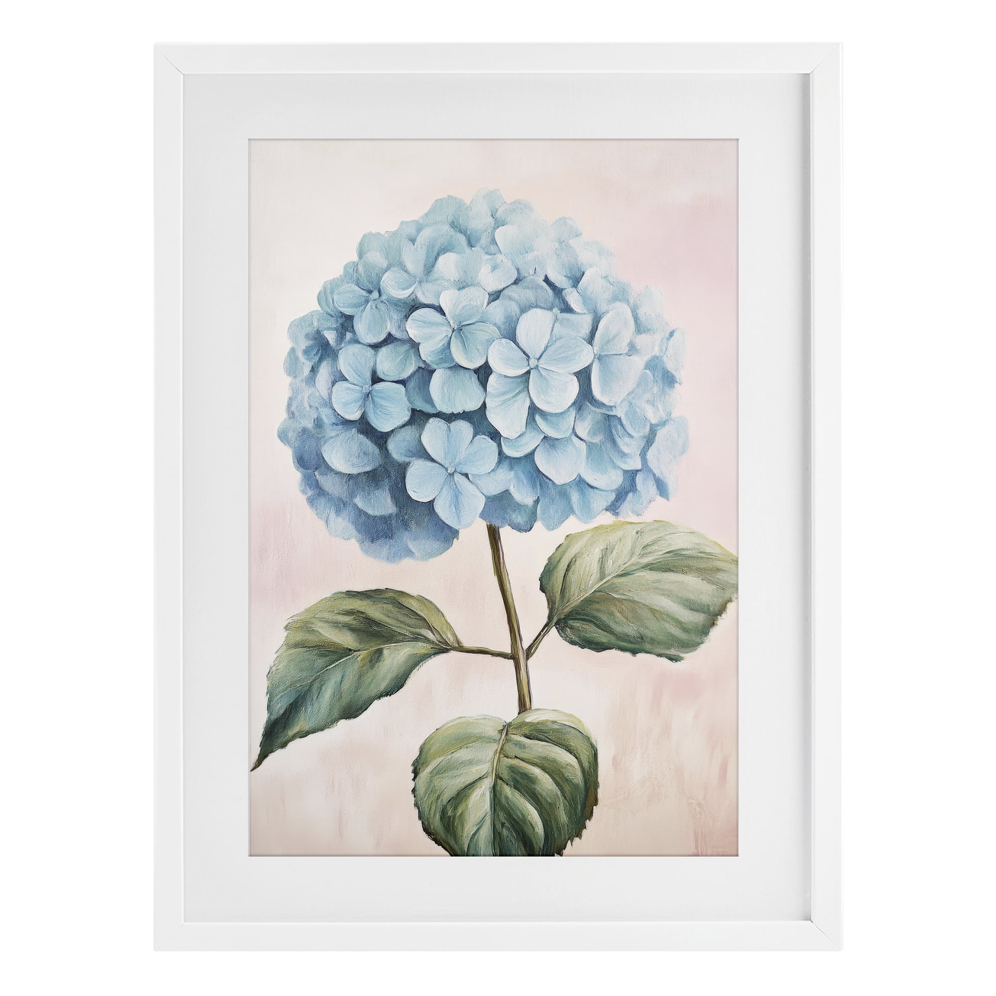 Stupell Industries Delicate Baby Blue Hydrangea White Framed Print Under Glass, design by Petal Prints Design
