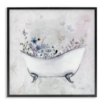 Stupell Industries Delicate Bath with Botanics Floral Painting Black Framed Art Print Wall Art, 12 x 12