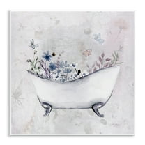 Stupell Industries Delicate Bath with Botanics Floral Painting Unframed Art Print Wall Art, 12 x 12