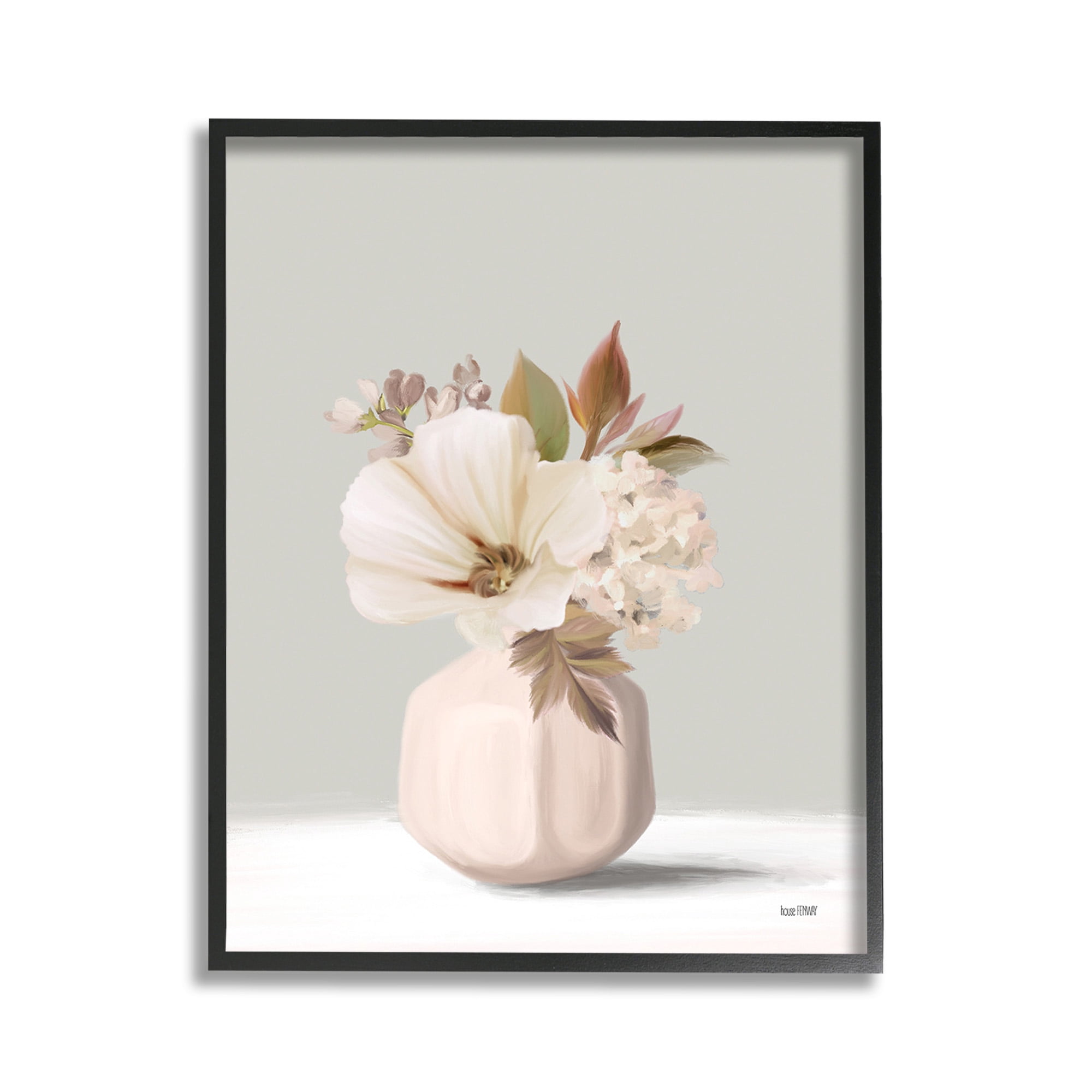 Stupell Industries Delicate Blooms in Vase Botanical & Floral Painting Black Framed Art Print Wall Art, 11 x 14
