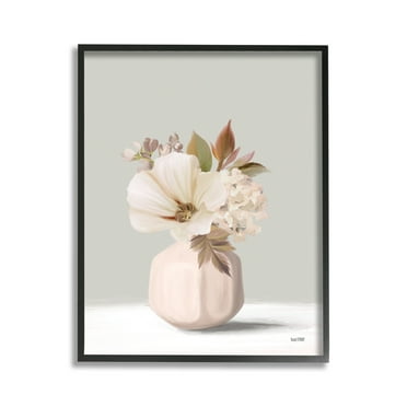 Stupell Industries Delicate Blooms in Vase Botanical & Floral Painting Black Framed Art Print Wall Art, 11 x 14