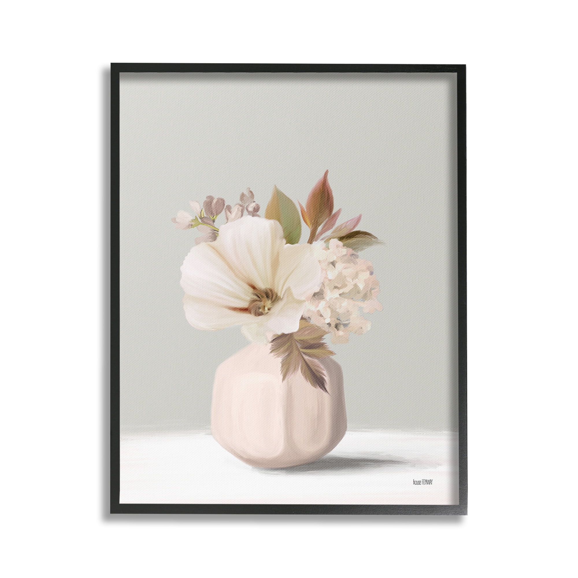 Stupell Industries Delicate Blooms in Vase Botanical & Floral Painting Black Framed Art Print Wall Art, 24 x 30