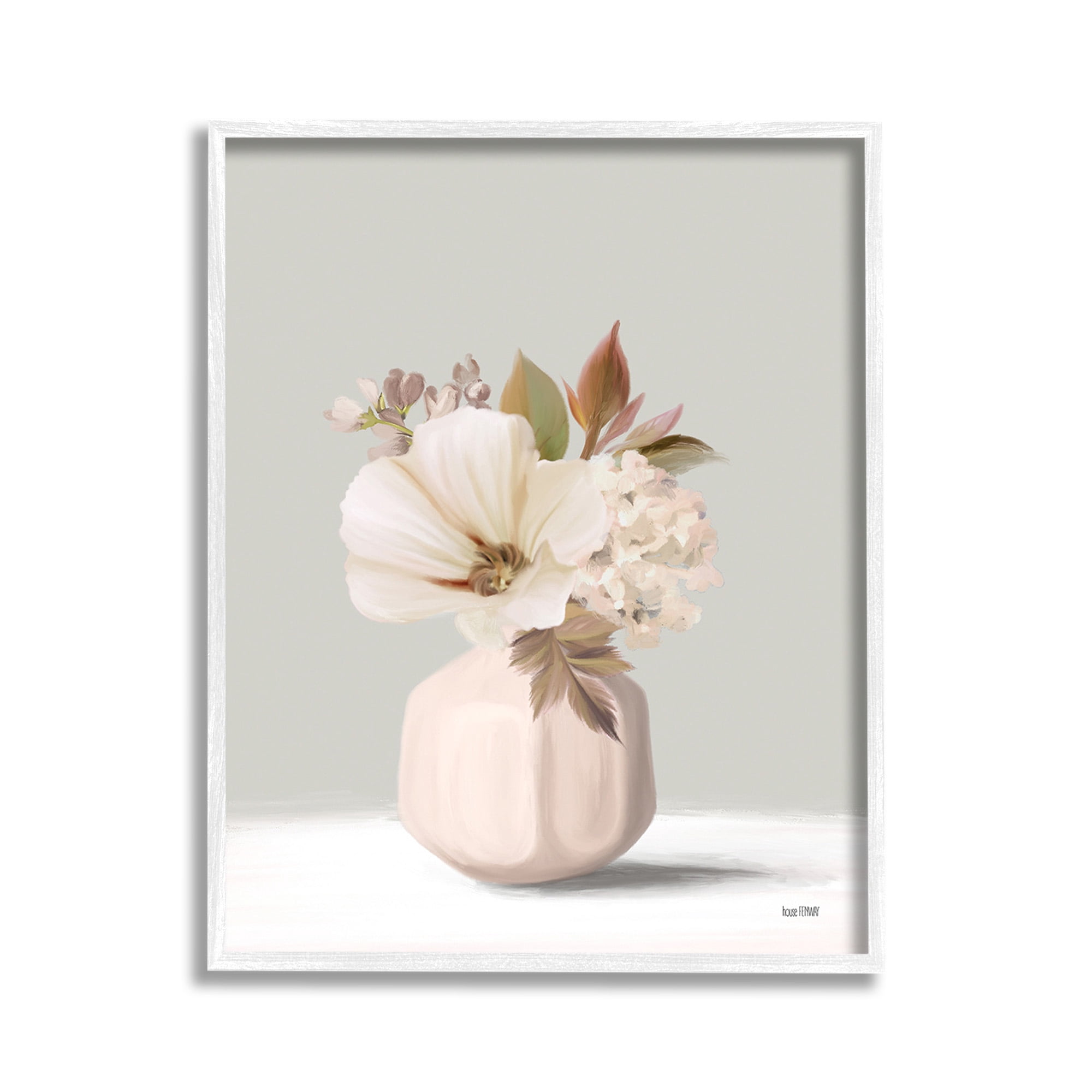 Stupell Industries Delicate Blooms in Vase Botanical & Floral Painting White Framed Art Print Wall Art, 11 x 14