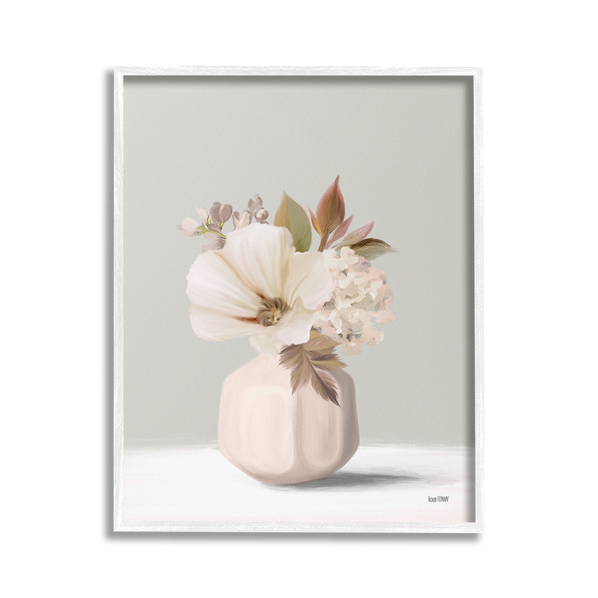 Stupell Industries Delicate Blooms in Vase Botanical & Floral Painting White Framed Art Print Wall Art, 24 x 30