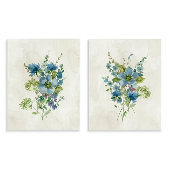 Stupell Industries Delicate Blossom Bundles Plants & Flowers Painting Unframed Art Print Wall Art, 11 x 14, Set of 2