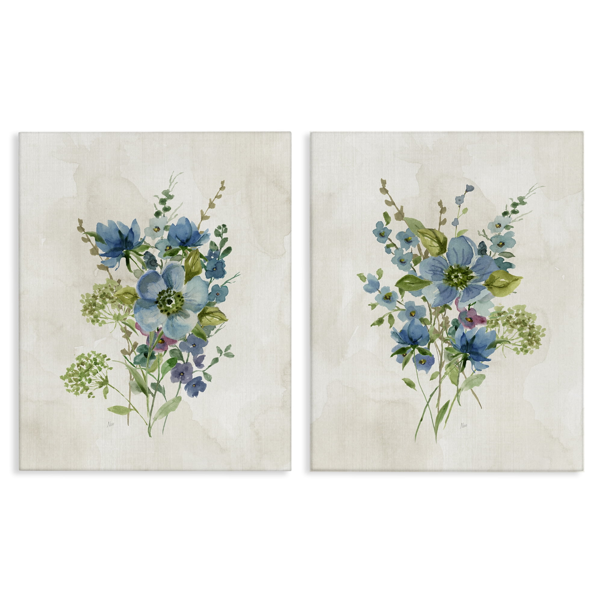 Stupell Industries Delicate Blossom Bundles Plants & Flowers Painting Wrapped Canvas Art Print Wall Art, 16 x 20, Set of 2
