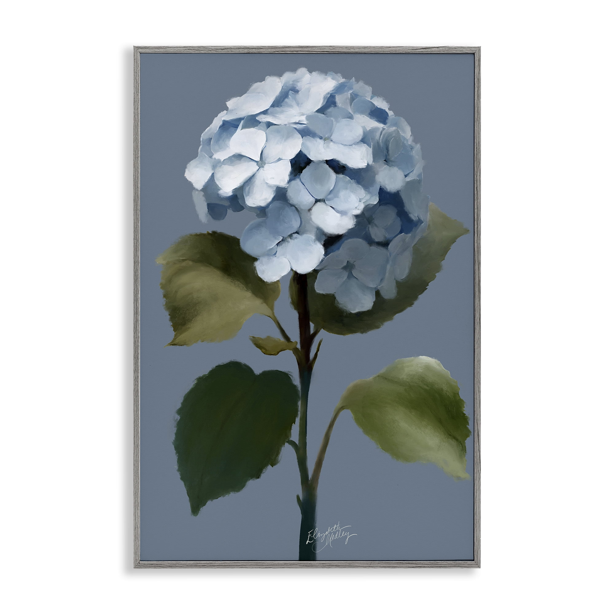 Stupell Industries Delicate Blue Hydrangea Plants & Flowers Painting Gray Framed Art Print Wall Art, 20 x 30