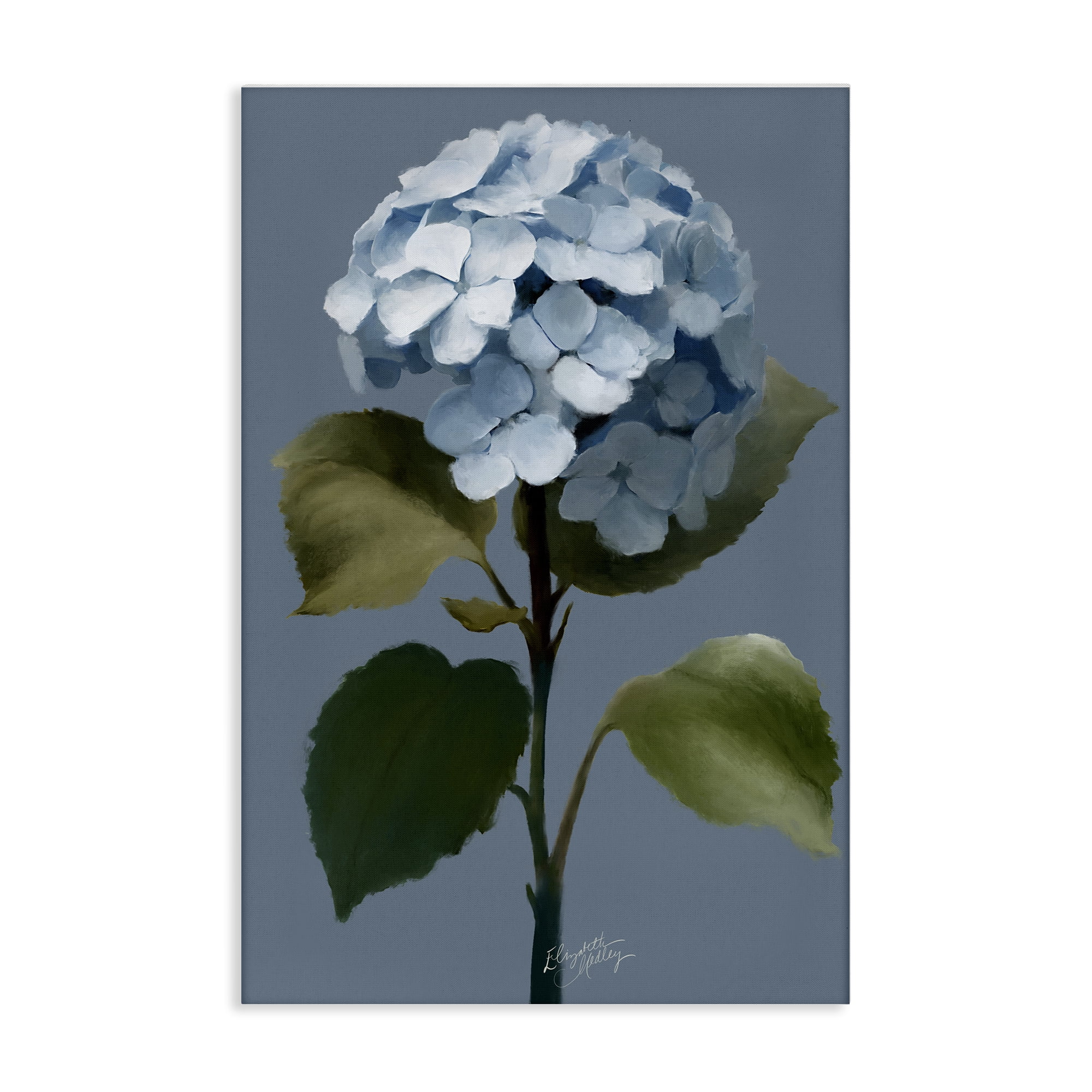 Stupell Industries Delicate Blue Hydrangea Plants & Flowers Painting Wrapped Canvas Art Print Wall Art, 24 x 36