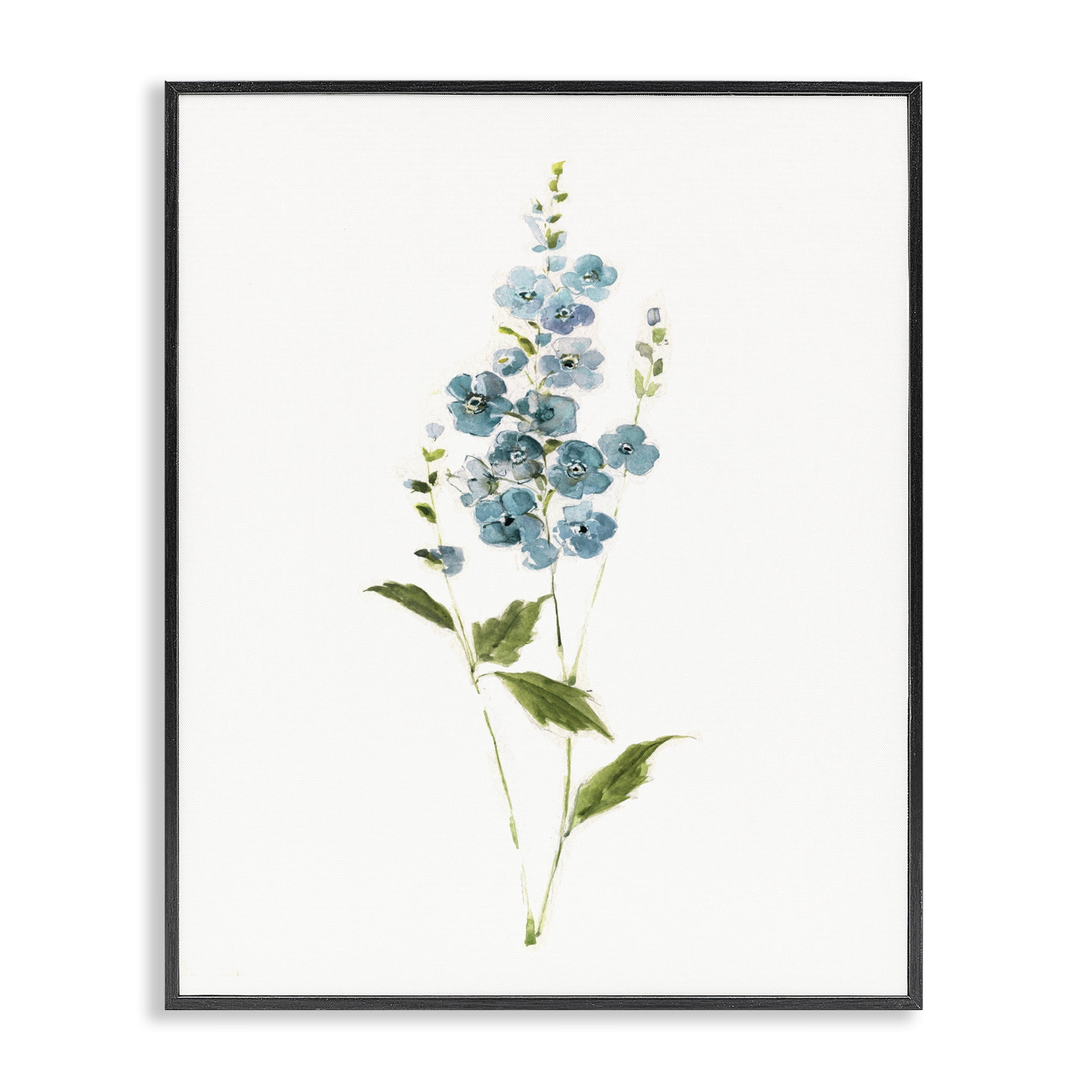 Stupell Industries Delicate Blue Sprigs Black Framed Giclee Art, design by Sally Swatland