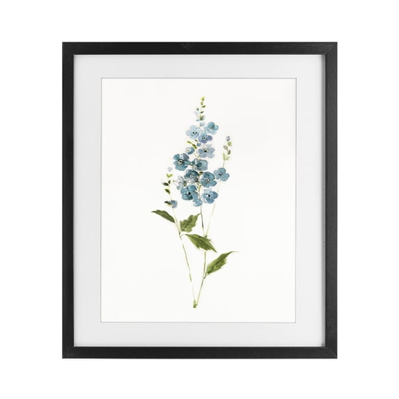 Stupell Industries Transitional Delicate Blue Sprigs Black Framed Print Under Glass, 13 x 16, by Sally Swatland
