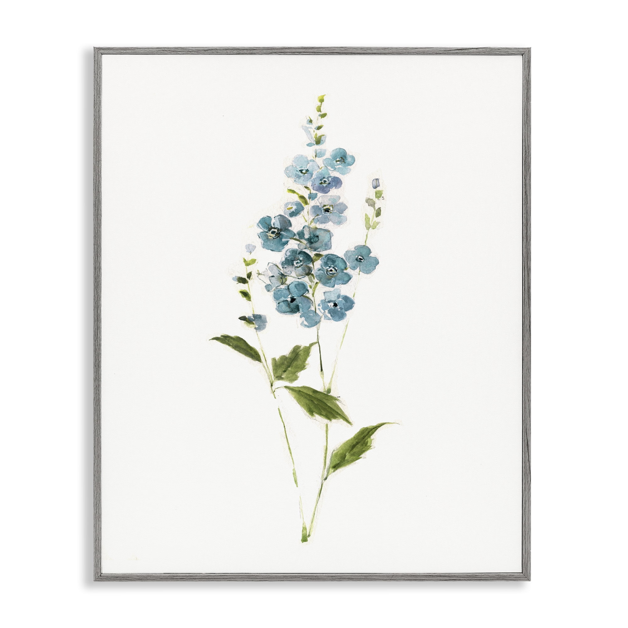 Stupell Industries Delicate Blue Sprigs Gray Framed Giclee Art, design by Sally Swatland