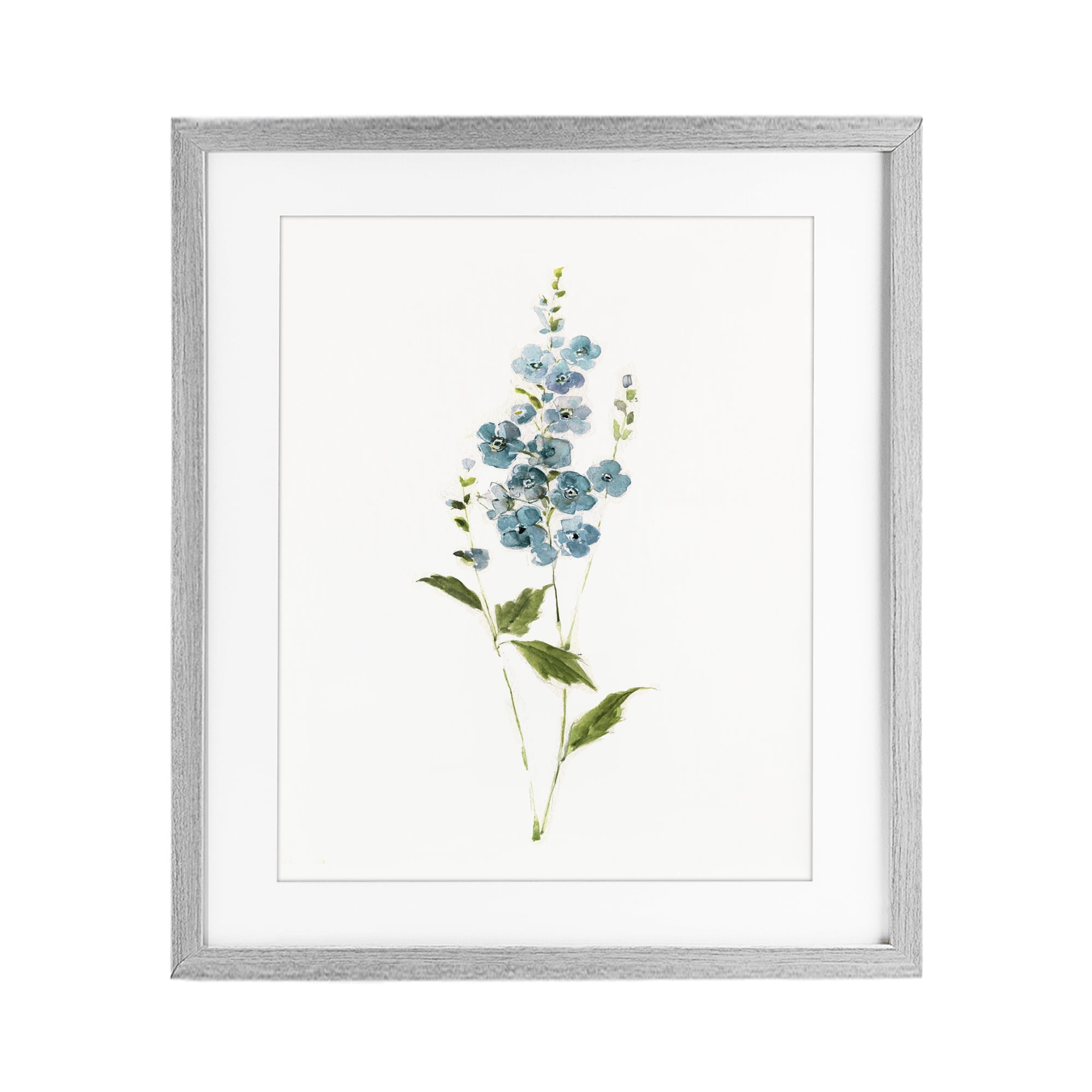 Stupell Industries Delicate Blue Sprigs Gray Framed Print Under Glass, design by Sally Swatland