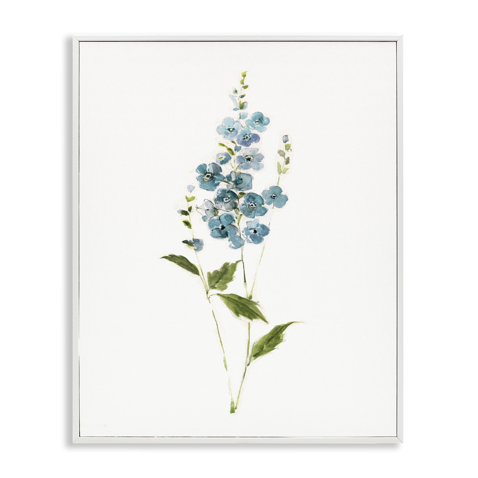 Stupell Industries Delicate Blue Sprigs White Framed Giclee Art, design by Sally Swatland