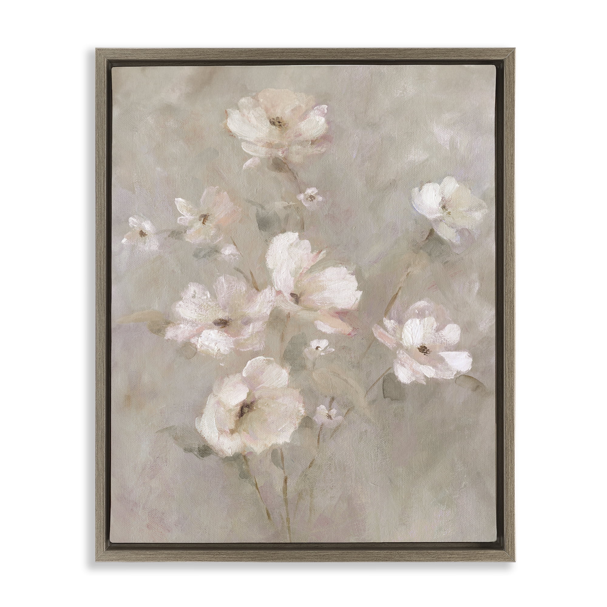 Stupell Industries Delicate Blush Floral Arrangement Brown Framed Floater Canvas Wall Art, design by Carol Robinson