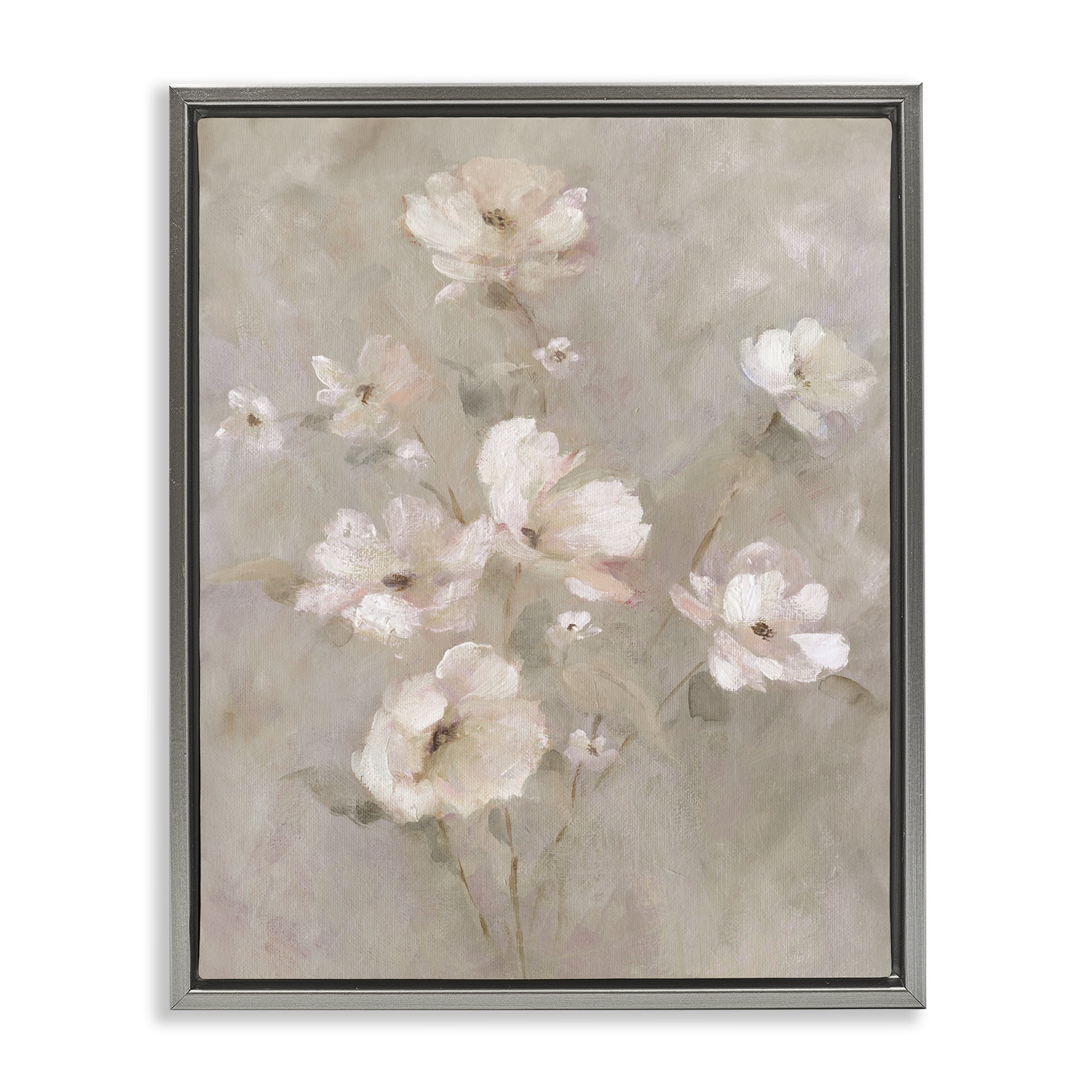 Stupell Industries Delicate Blush Floral Arrangement Gray Framed Floater Canvas Wall Art, design by Carol Robinson