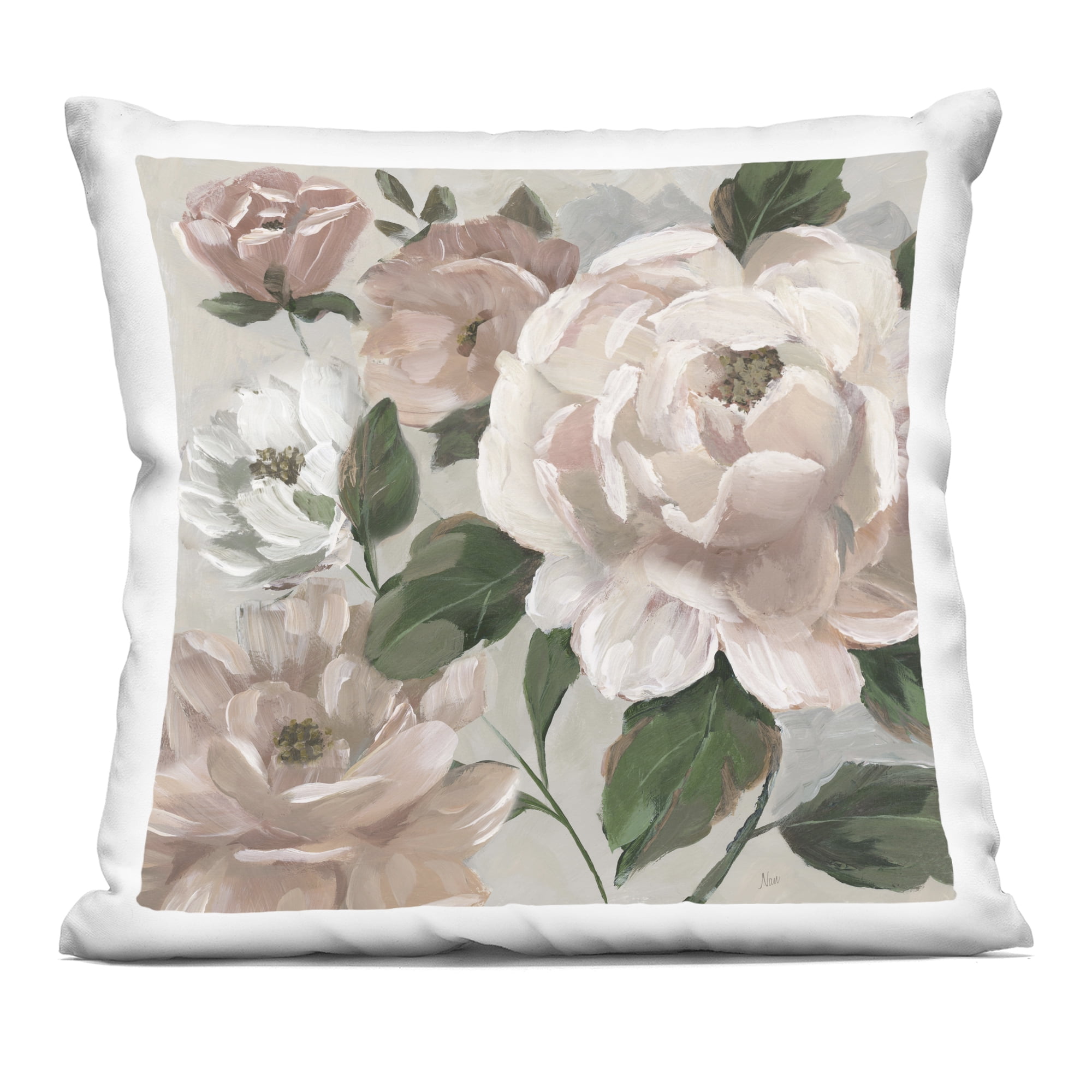 Stupell Industries Delicate Blush Peonies with Leaves Decorative Printed Throw Pillow, design by Nan, 18 x 7 x 18
