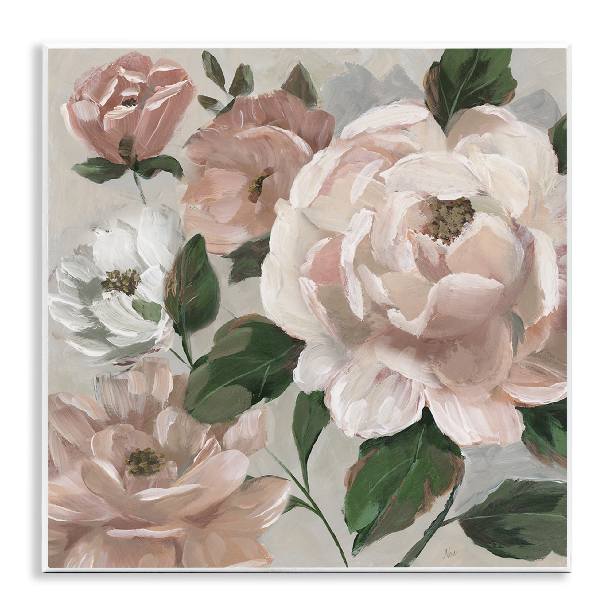 Stupell Industries Delicate Blush Peonies with Leaves Wall Plaque Art, design by Nan