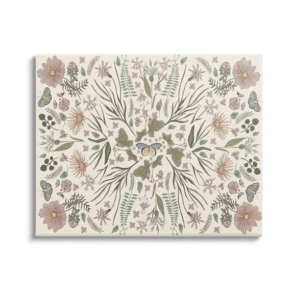 Stupell Industries Delicate Botanical Pattern Intricate Butterfly Insects Motif Graphic Art Gallery Wrapped Canvas Print Wall Art, Design by Birgit Maria Kiennast