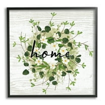 Stupell Industries Delicate Botanical Wreath Home Sign Rustic Farmhouse Graphic Art Black Framed Art Print Wall Art, Design by Ziwei Li