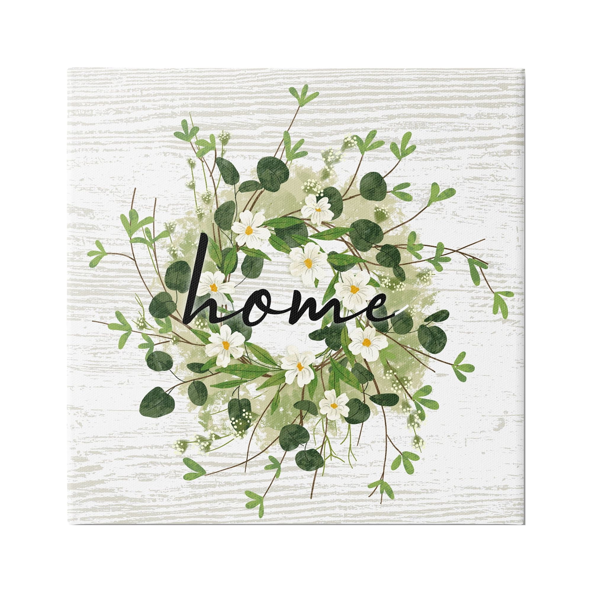 Stupell Industries Delicate Botanical Wreath Home Sign Rustic Farmhouse Graphic Art Gallery Wrapped Canvas Print Wall Art, Design by Ziwei Li