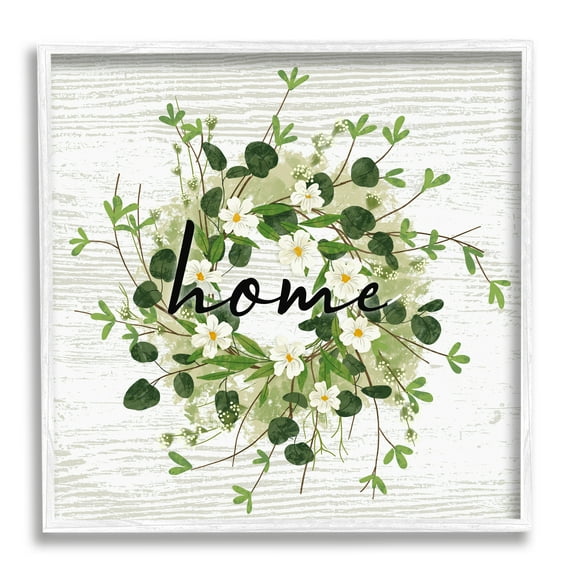 Stupell Industries Delicate Botanical Wreath Home Sign Rustic Farmhouse Graphic Art White Framed Art Print Wall Art, Design by Ziwei Li