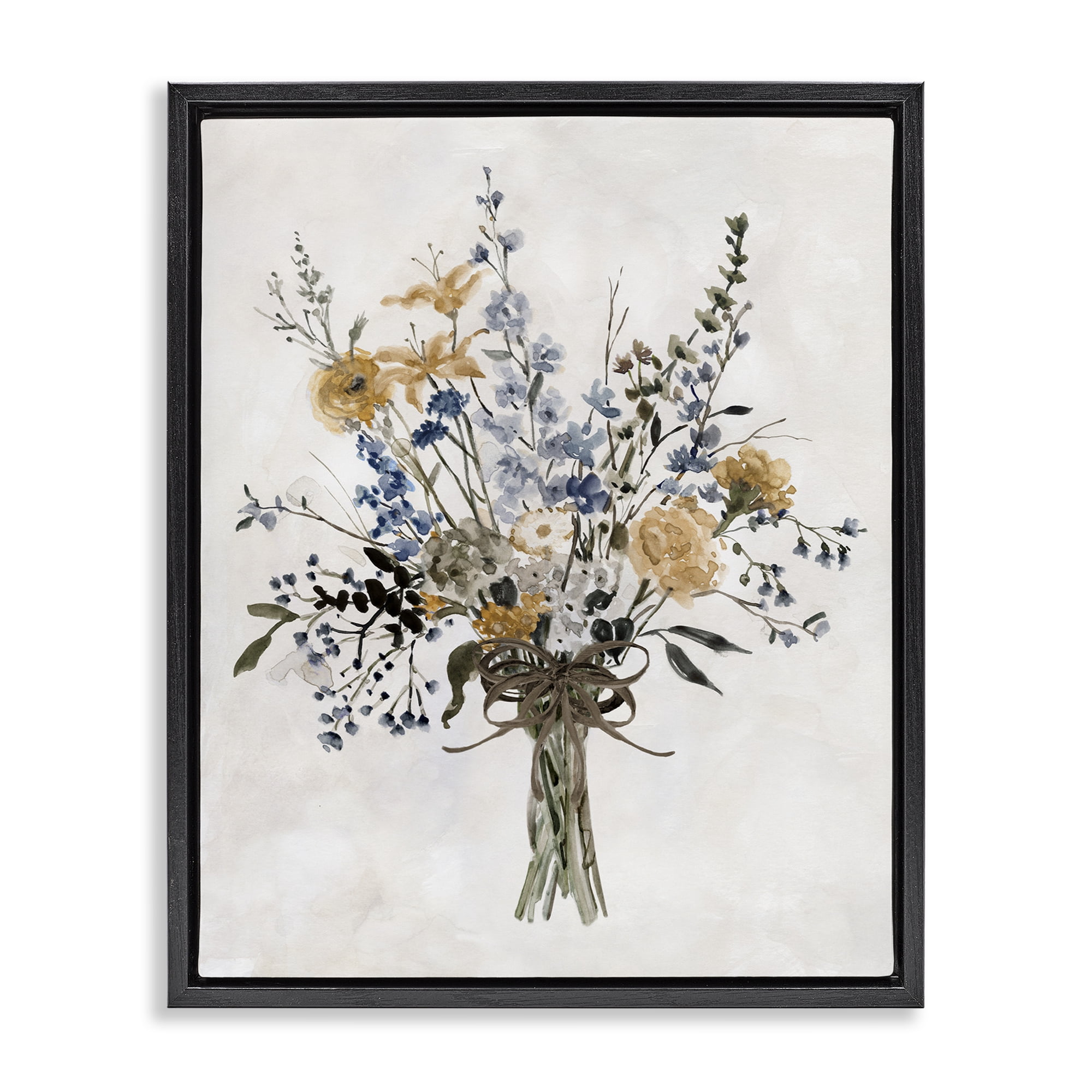 Stupell Industries Delicate Botanicals Bushel Black Framed Floater Canvas Wall Art, design by Carol Robinson