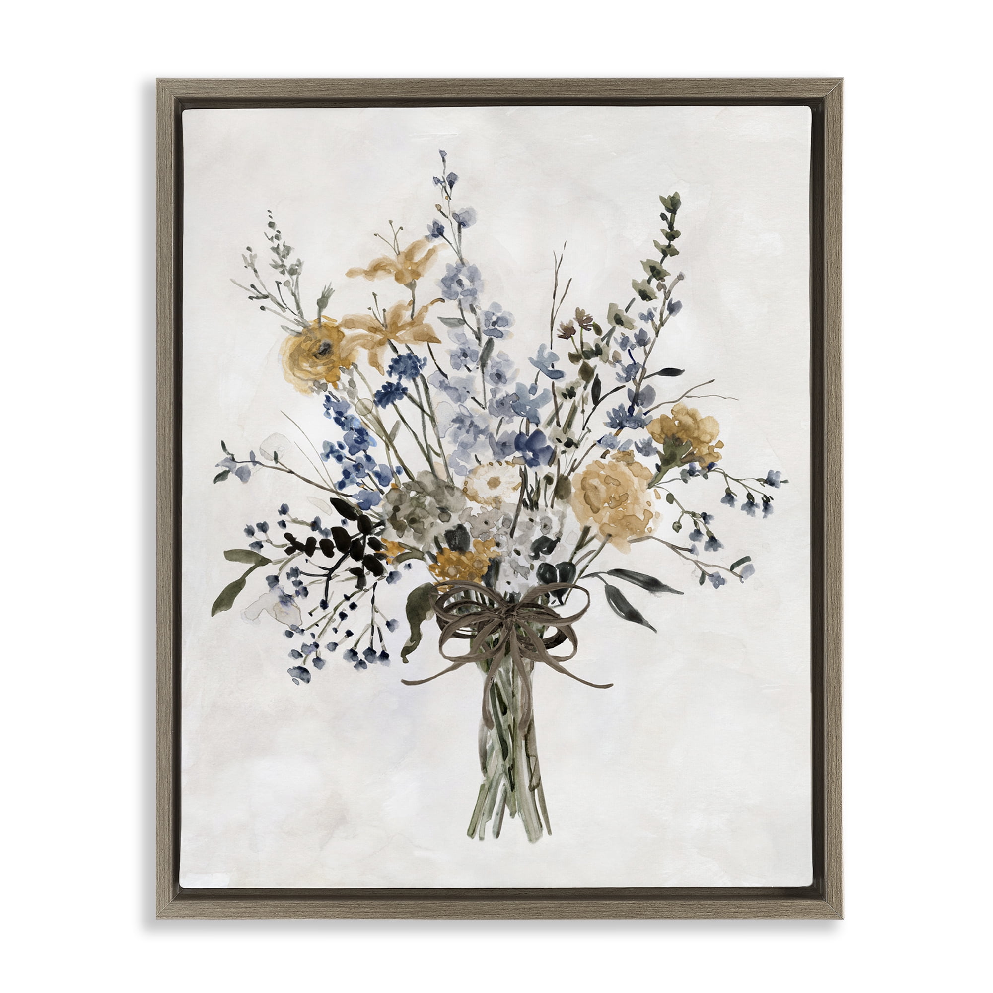 Stupell Industries Delicate Botanicals Bushel Brown Framed Floater Canvas Wall Art, design by Carol Robinson
