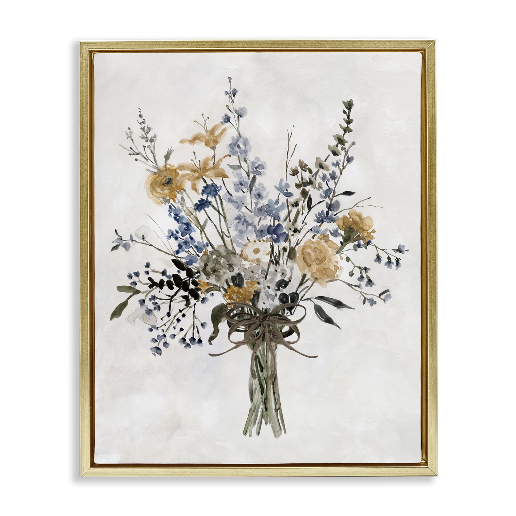 Stupell Industries Delicate Botanicals Bushel Gold Framed Floater Canvas Wall Art, design by Carol Robinson