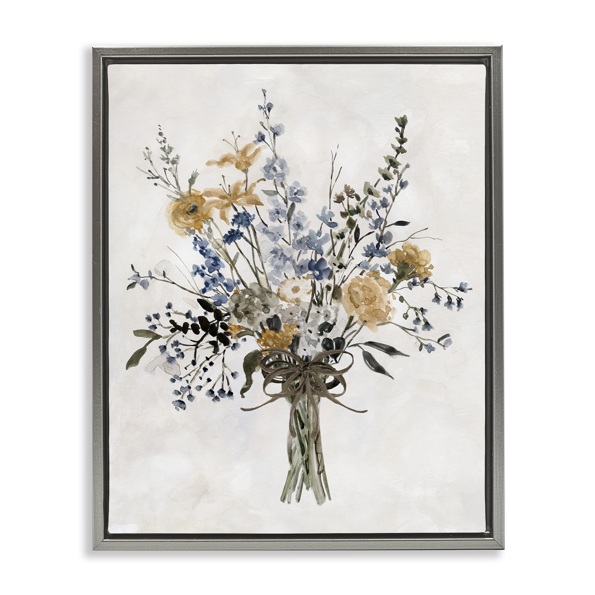 Stupell Industries Delicate Botanicals Bushel Gray Framed Floater Canvas Wall Art, design by Carol Robinson