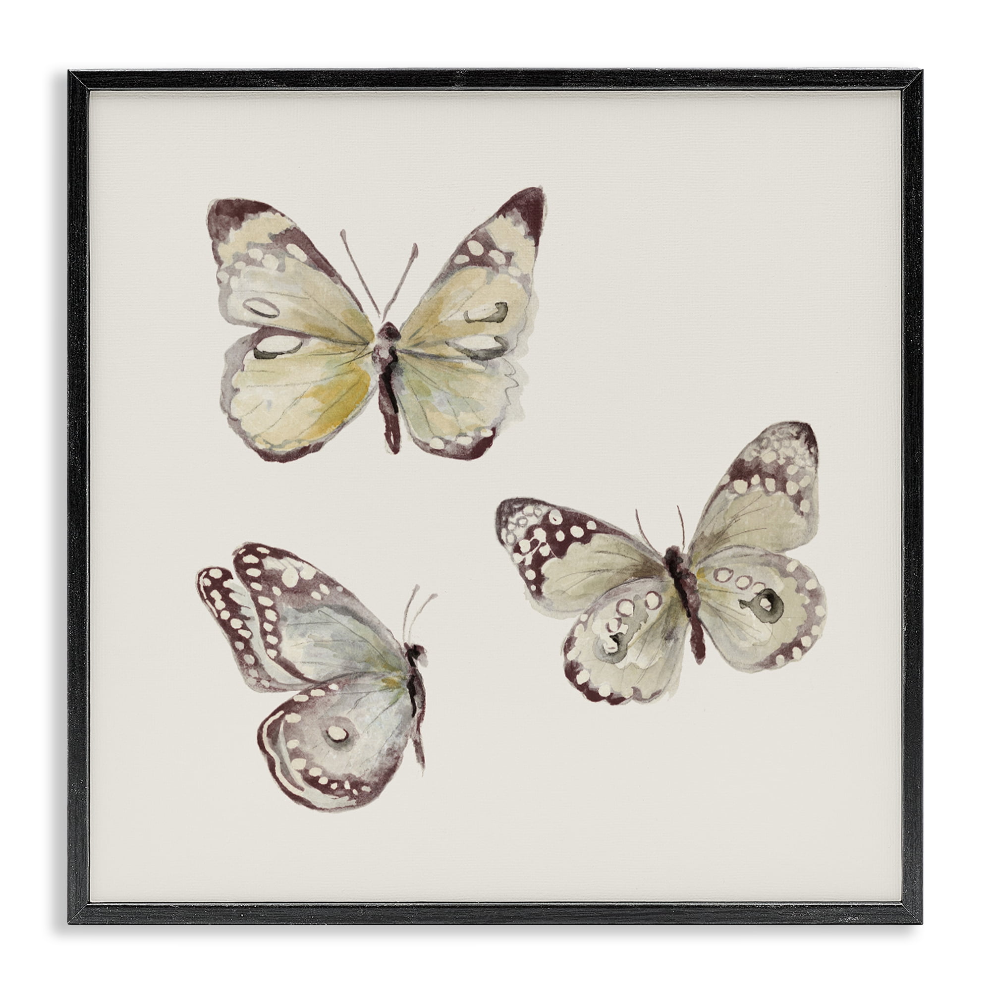 Stupell Industries Delicate Butterflies on Beige Black Framed Giclee Art, design by Patricia Pinto