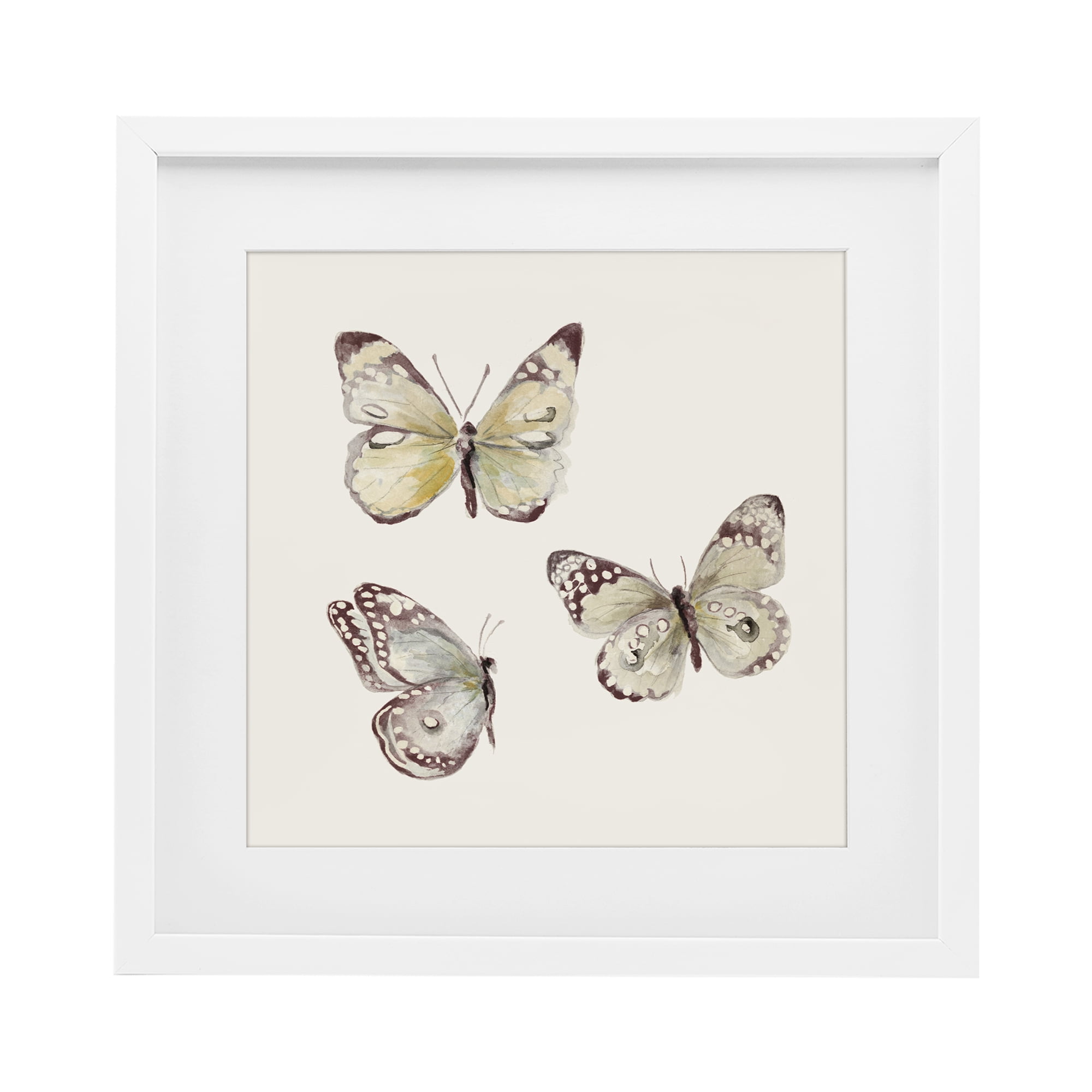 Stupell Industries Delicate Butterflies on Beige White Framed Print Under Glass, design by Patricia Pinto