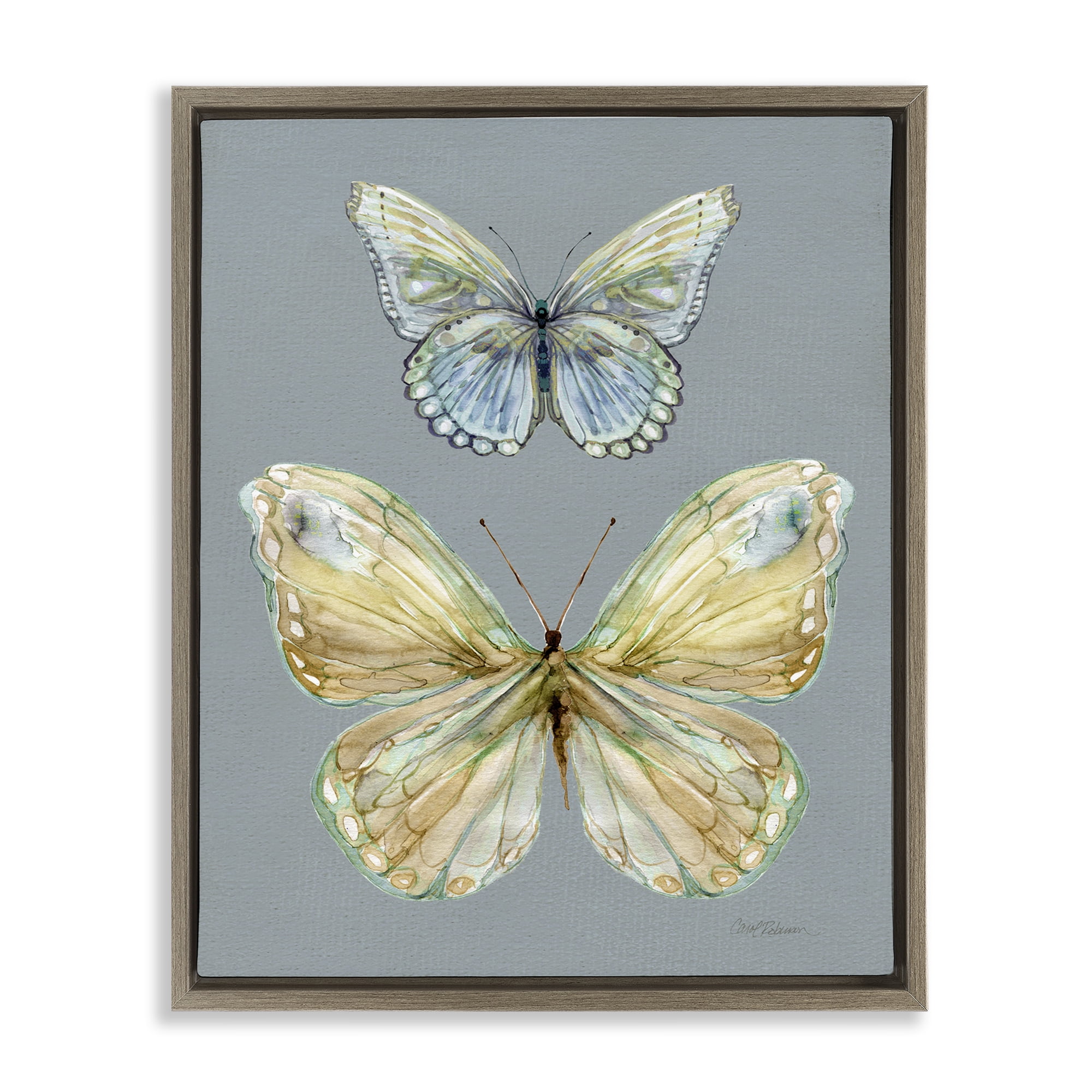 Stupell Industries Delicate Butterflies on Slate Brown Framed Floater Canvas Wall Art, design by Carol Robinson