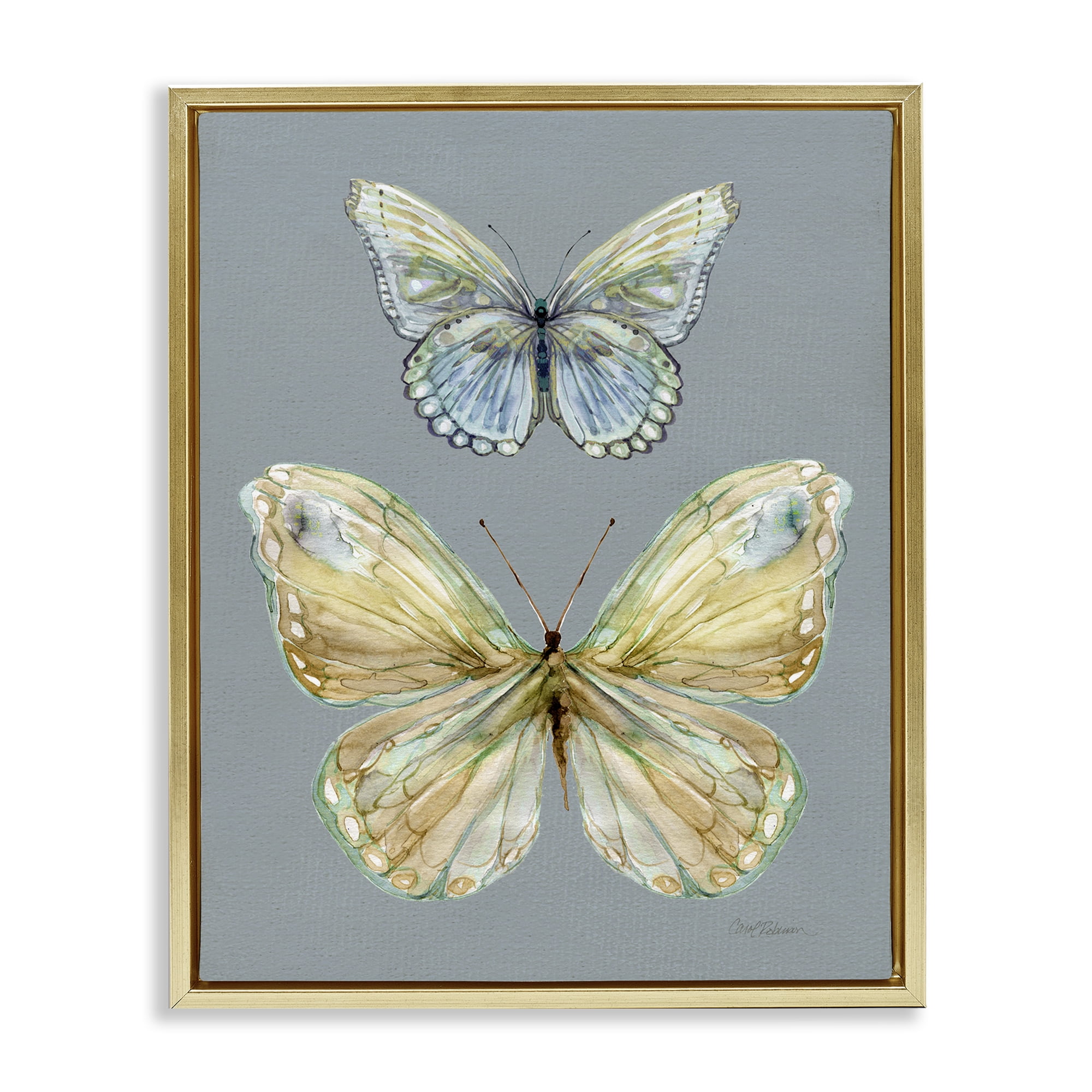 Stupell Industries Delicate Butterflies on Slate Gold Framed Floater Canvas Wall Art, design by Carol Robinson