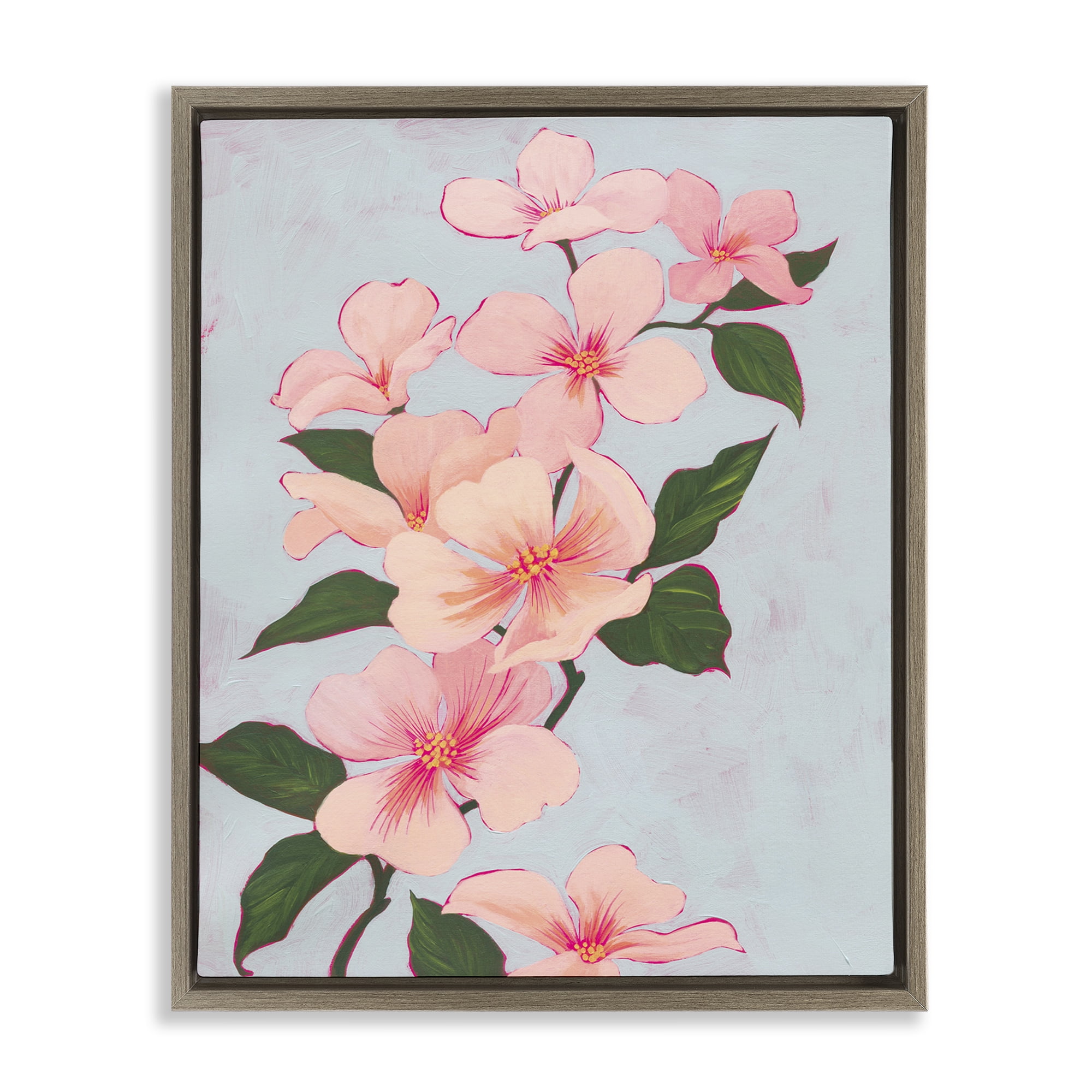 Stupell Industries Delicate Cherry Blossoms Botanical & Floral Painting Brown Floater Framed Art Print Wall Art, 25 x 31