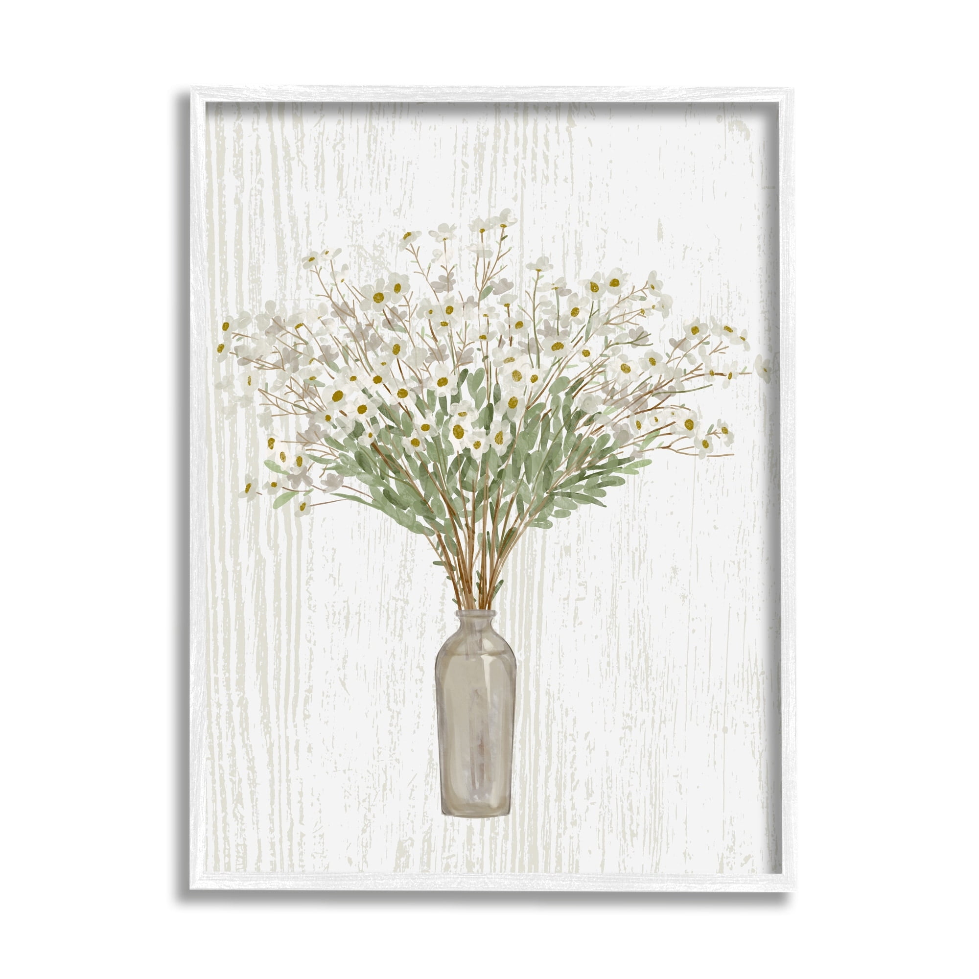 Stupell Industries Delicate Cottage Wildflowers Bouquet Weathered Grainy Pattern Graphic Art White Framed Art Print Wall Art, Design by Ziwei Li