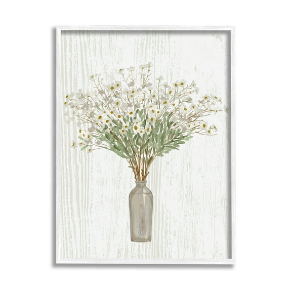 Stupell Industries Delicate Cottage Wildflowers Bouquet Weathered Grainy Pattern Graphic Art White Framed Art Print Wall Art, Design by Ziwei Li