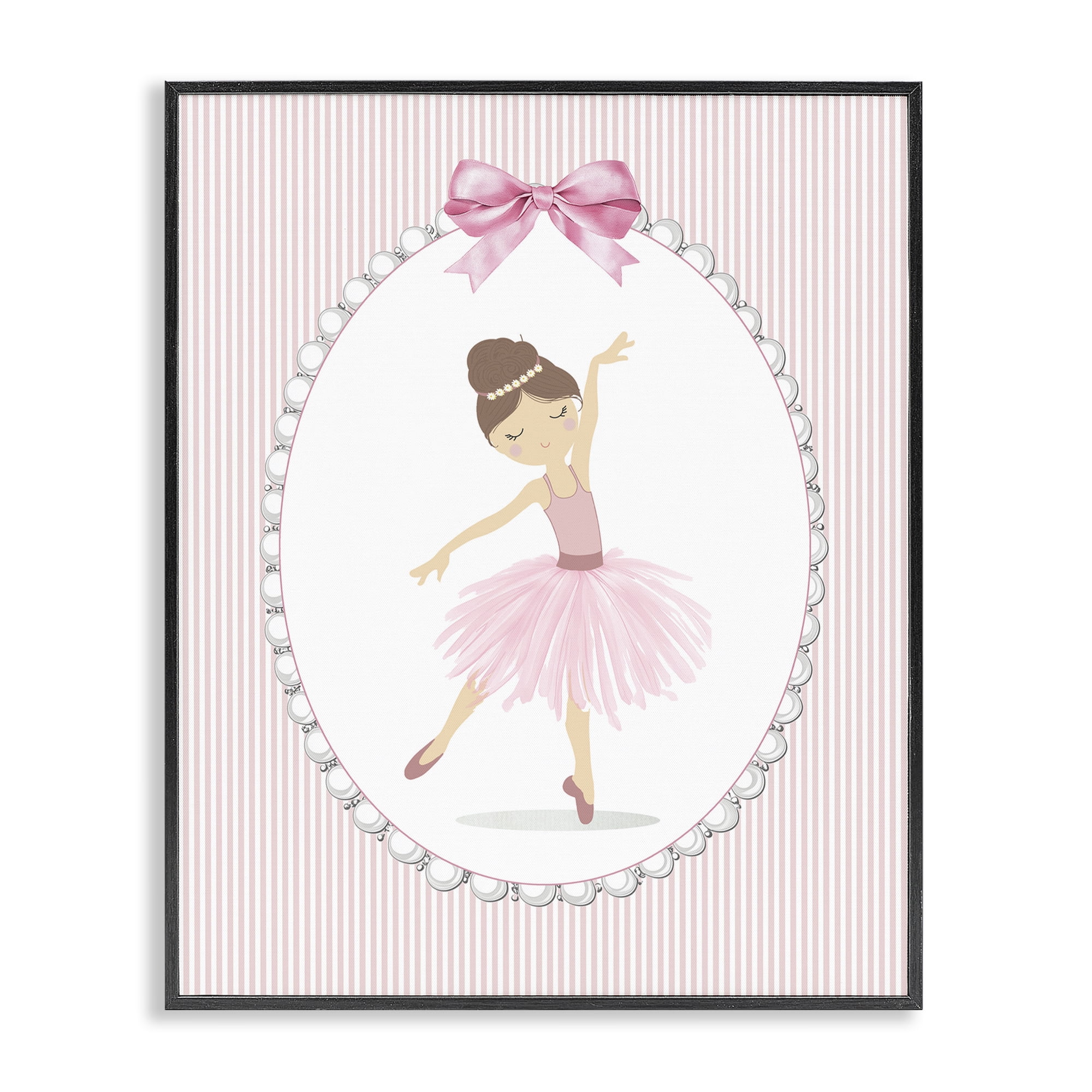 Stupell Industries Delicate Dance on Stripes Black Framed Giclee Art, design by Christine Simpson Art