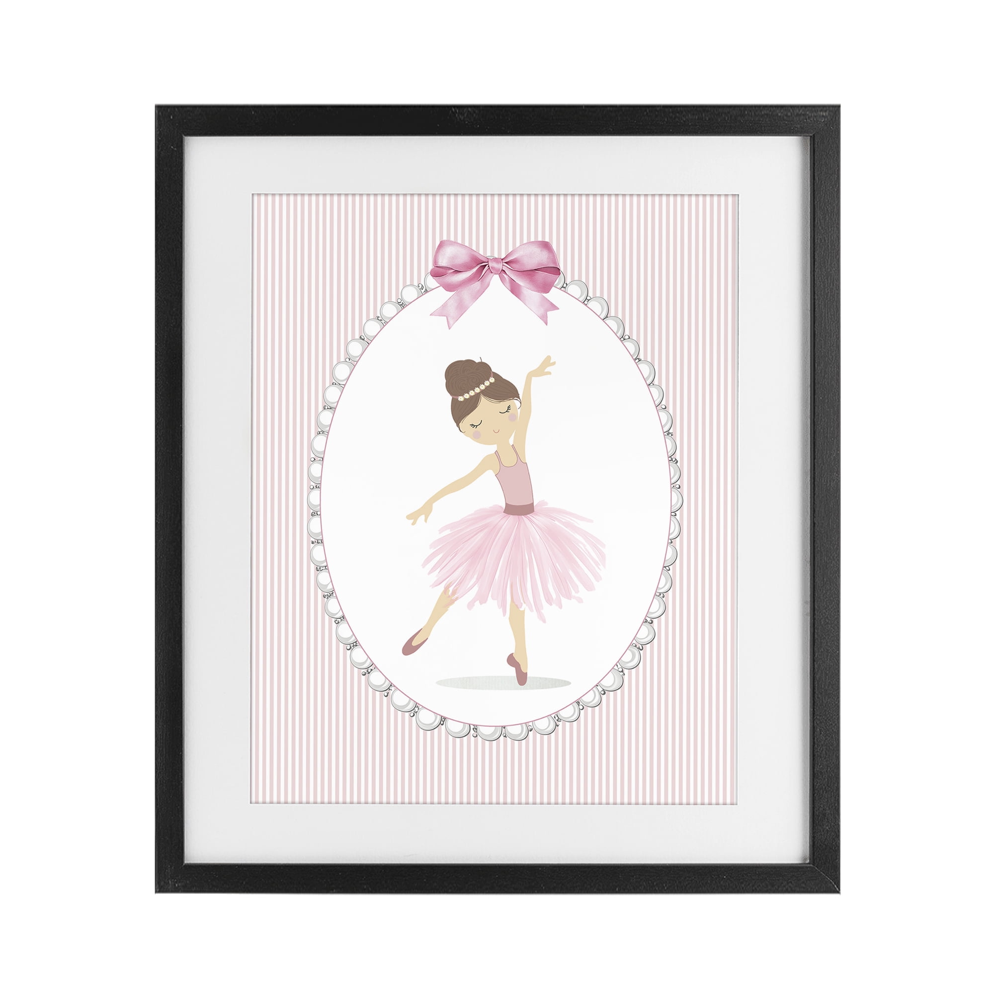 Stupell Industries Delicate Dance on Stripes Black Framed Print Under Glass, design by Christine Simpson Art