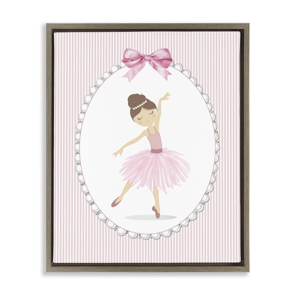 Stupell Industries Cottage Delicate Dance on Stripes Brown Floating Frame Canvas Art, 17 x 21, by Christine Simpson Art