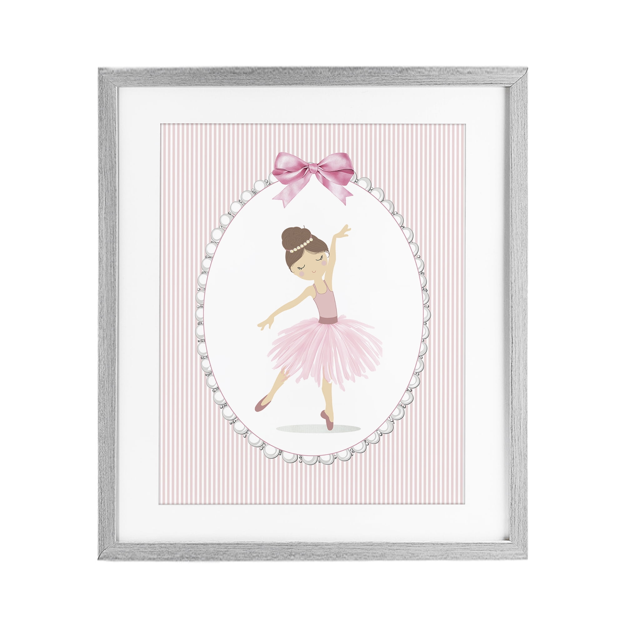 Stupell Industries Delicate Dance on Stripes Gray Framed Print Under Glass, design by Christine Simpson Art