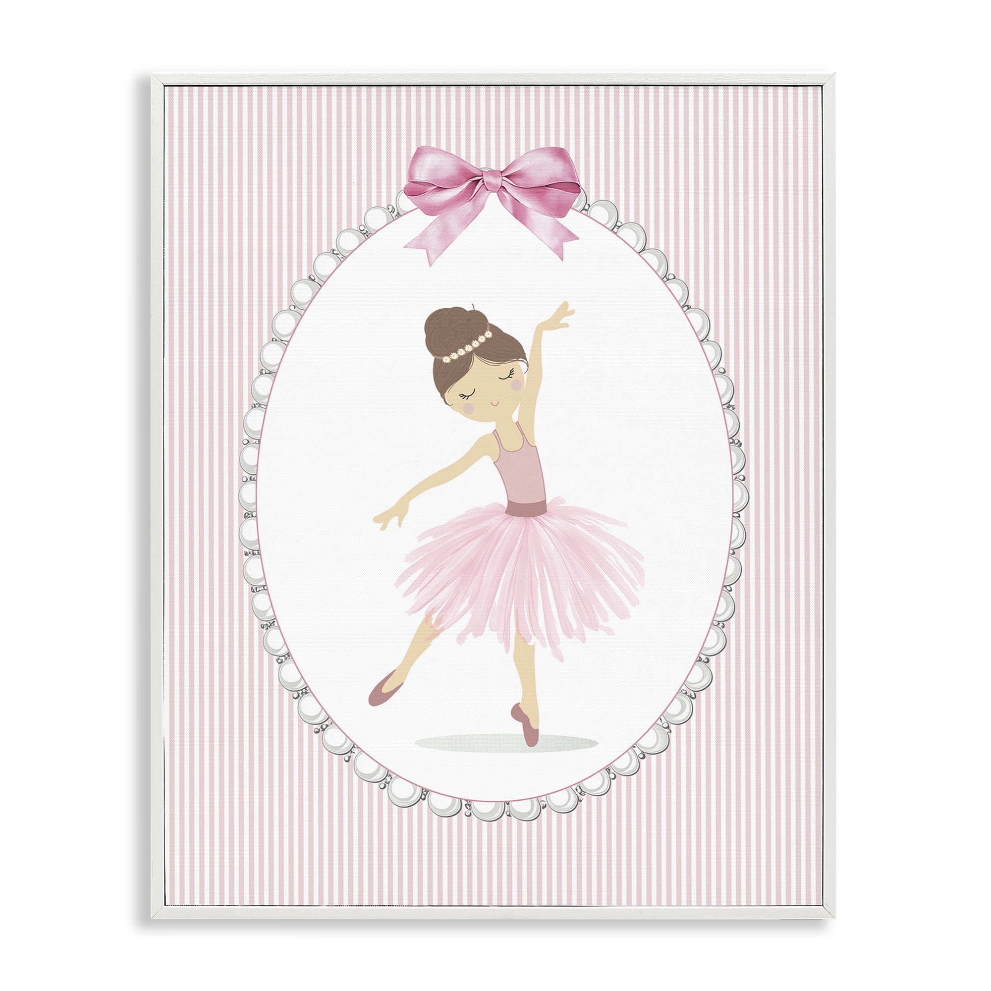 Stupell Industries Delicate Dance on Stripes White Framed Giclee Art, design by Christine Simpson Art