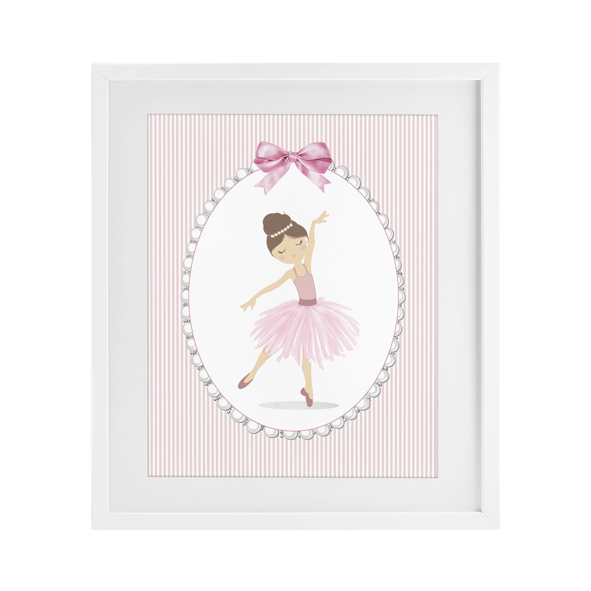 Stupell Industries Delicate Dance on Stripes White Framed Print Under Glass, design by Christine Simpson Art