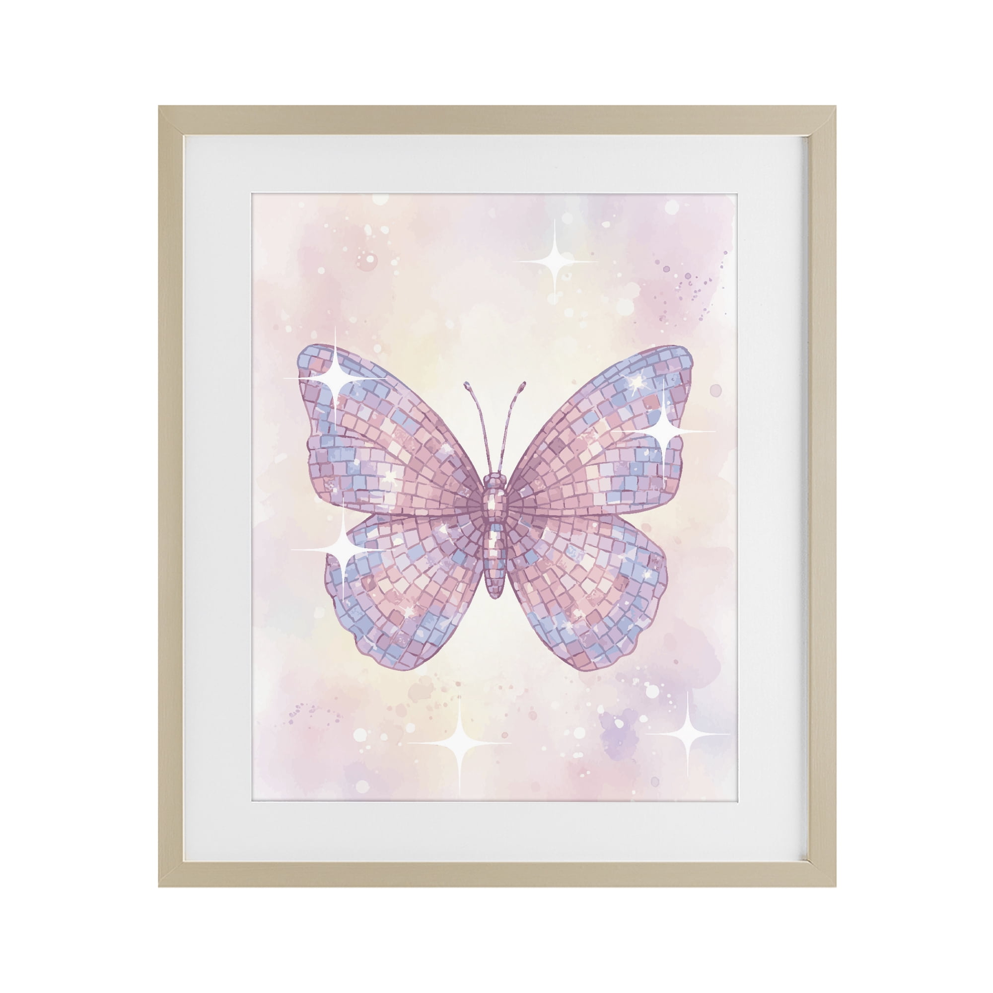 Stupell Industries Delicate Disco Butterfly Birch Framed Print Under Glass, design by Lil' Rue